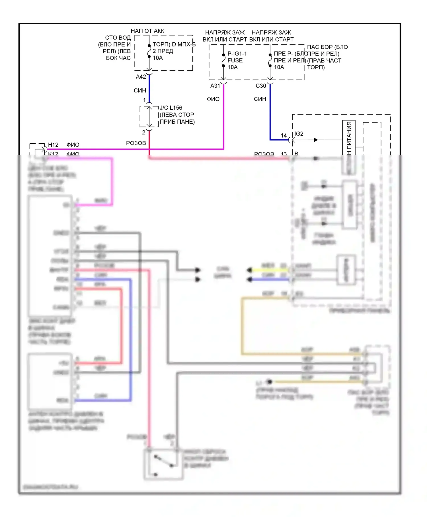 LS Lexus IV (2006-2012): Электросхема контроля давления в шинах 