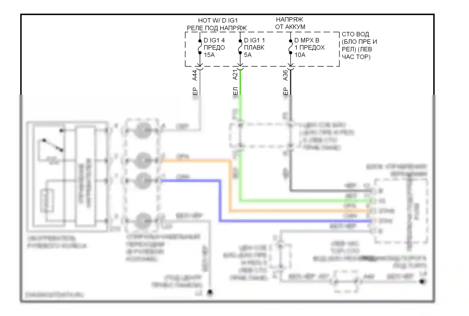 LS Lexus IV (2006-2012): Электросхема рулевого колеса с подогревом 