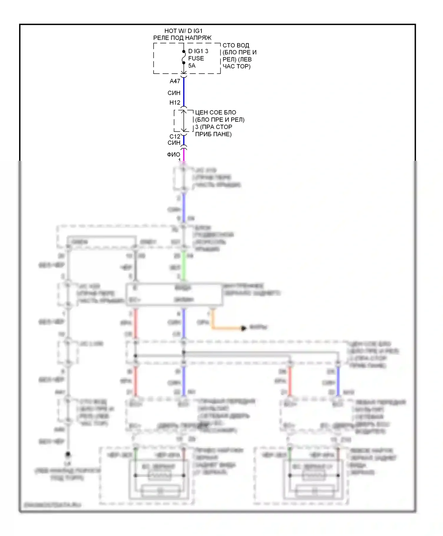LS Lexus IV (2006-2012): Электросхема управления зеркалами заднего вида 