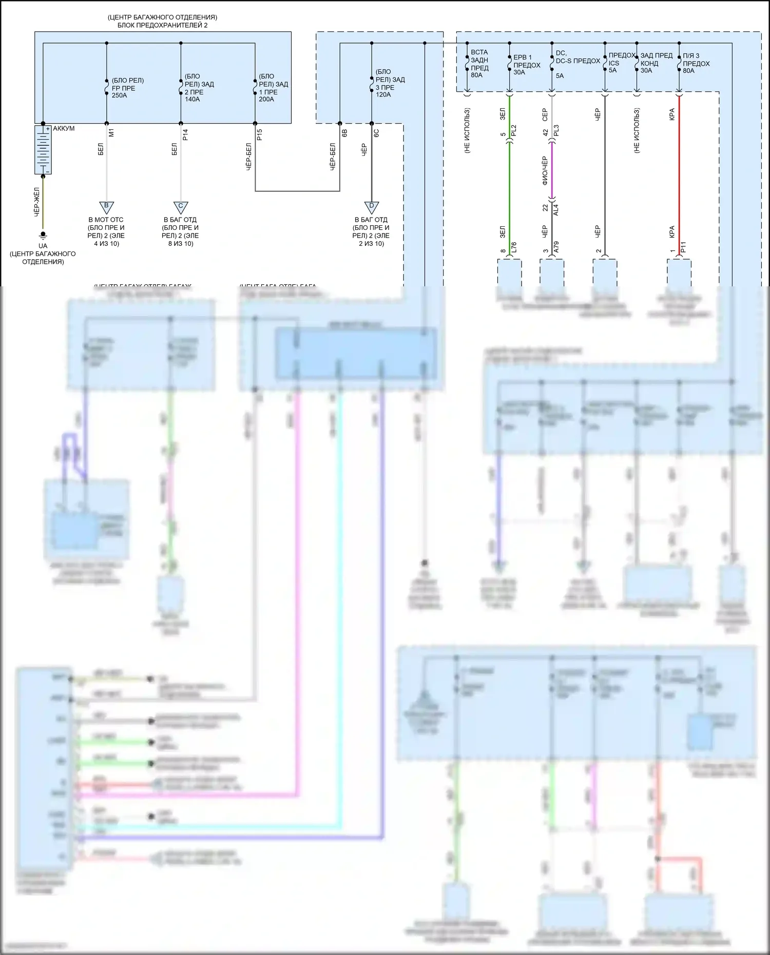 LS Lexus V рестайлинг (2021-2024): Электросхема блока предохранителей реле (1 из 10) 