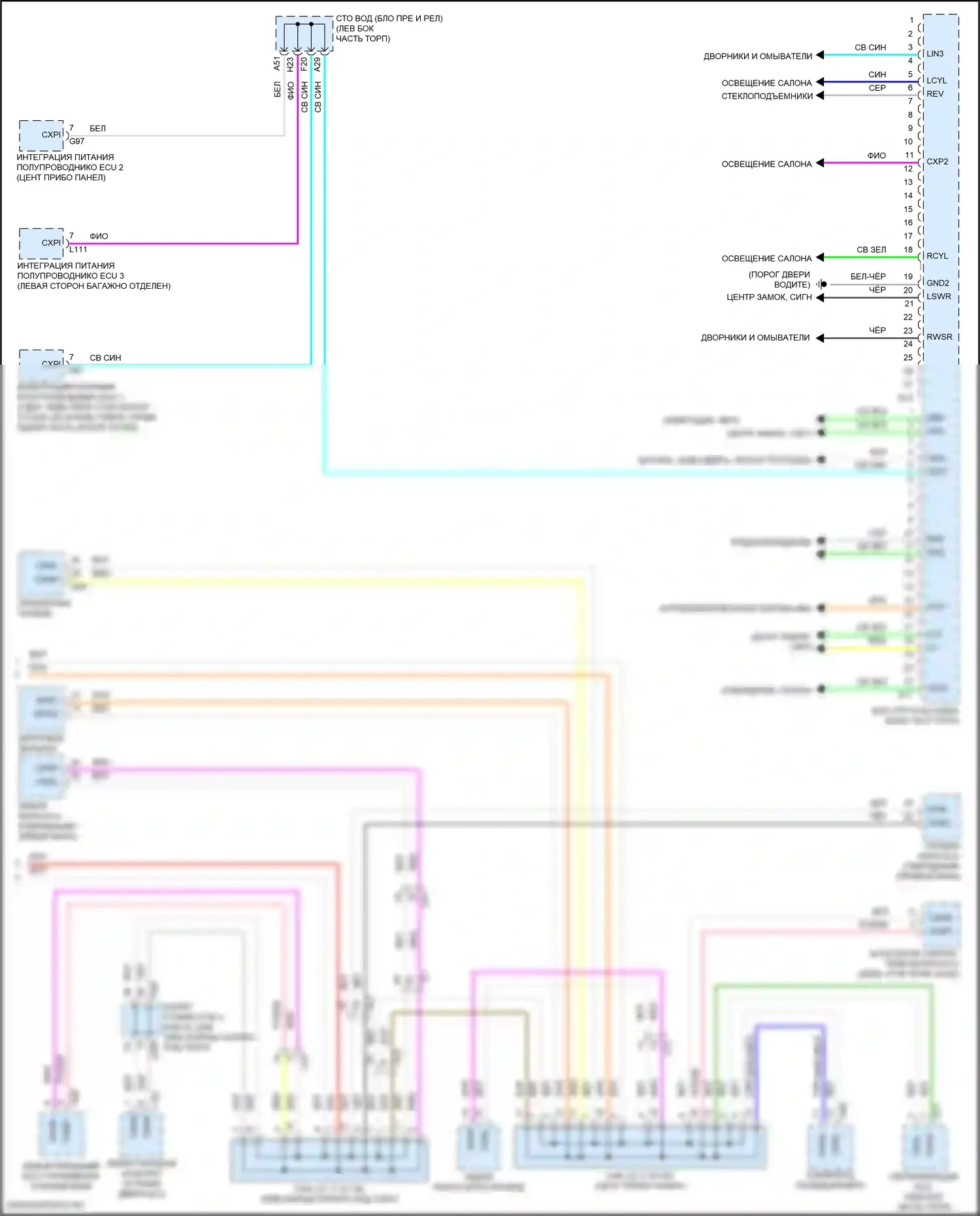 LS Lexus V рестайлинг (2021-2024): Электросхема эбу кузова (2 из 2) 