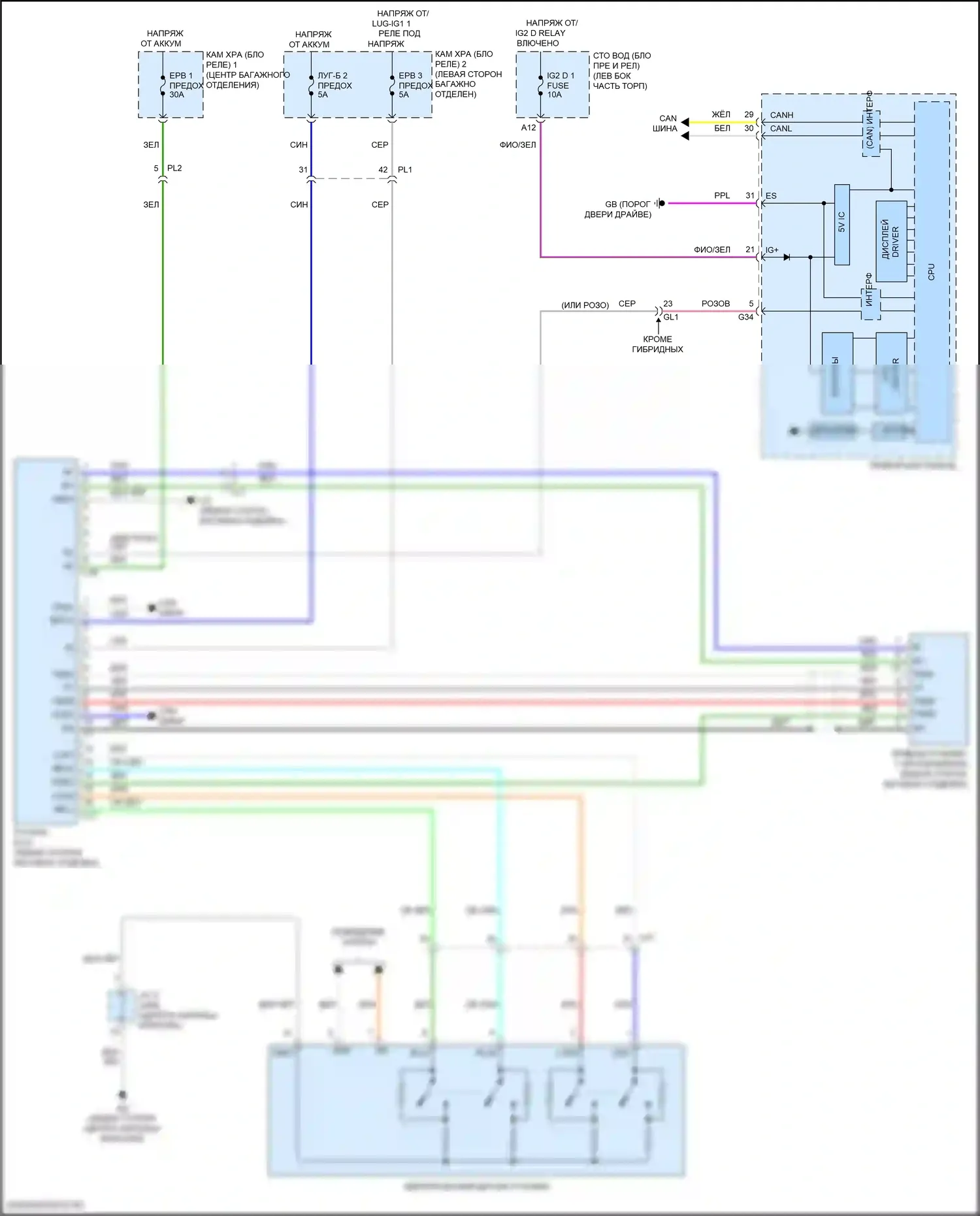 LS Lexus V рестайлинг (2021-2024): Электросхема растормаживания стояночного тормоза 