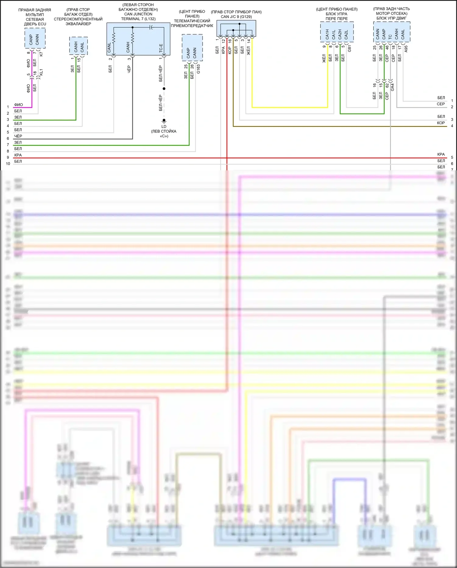 LS Lexus V рестайлинг (2021-2024): Can шина электросхема (5 из 9) 