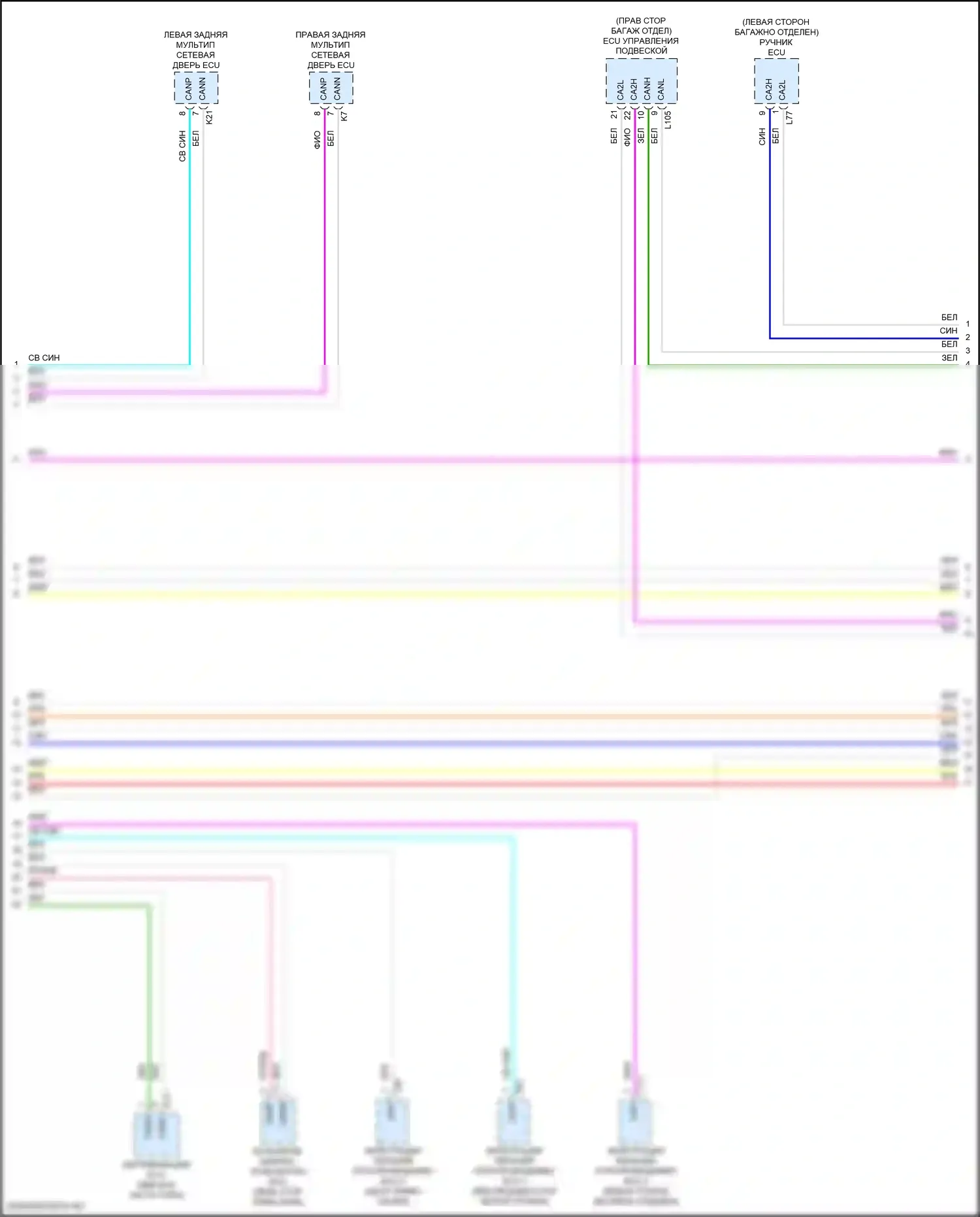 LS Lexus V рестайлинг (2021-2024): Can шина электросхема, без усовершенствованной системы парковки (4 из 9) 