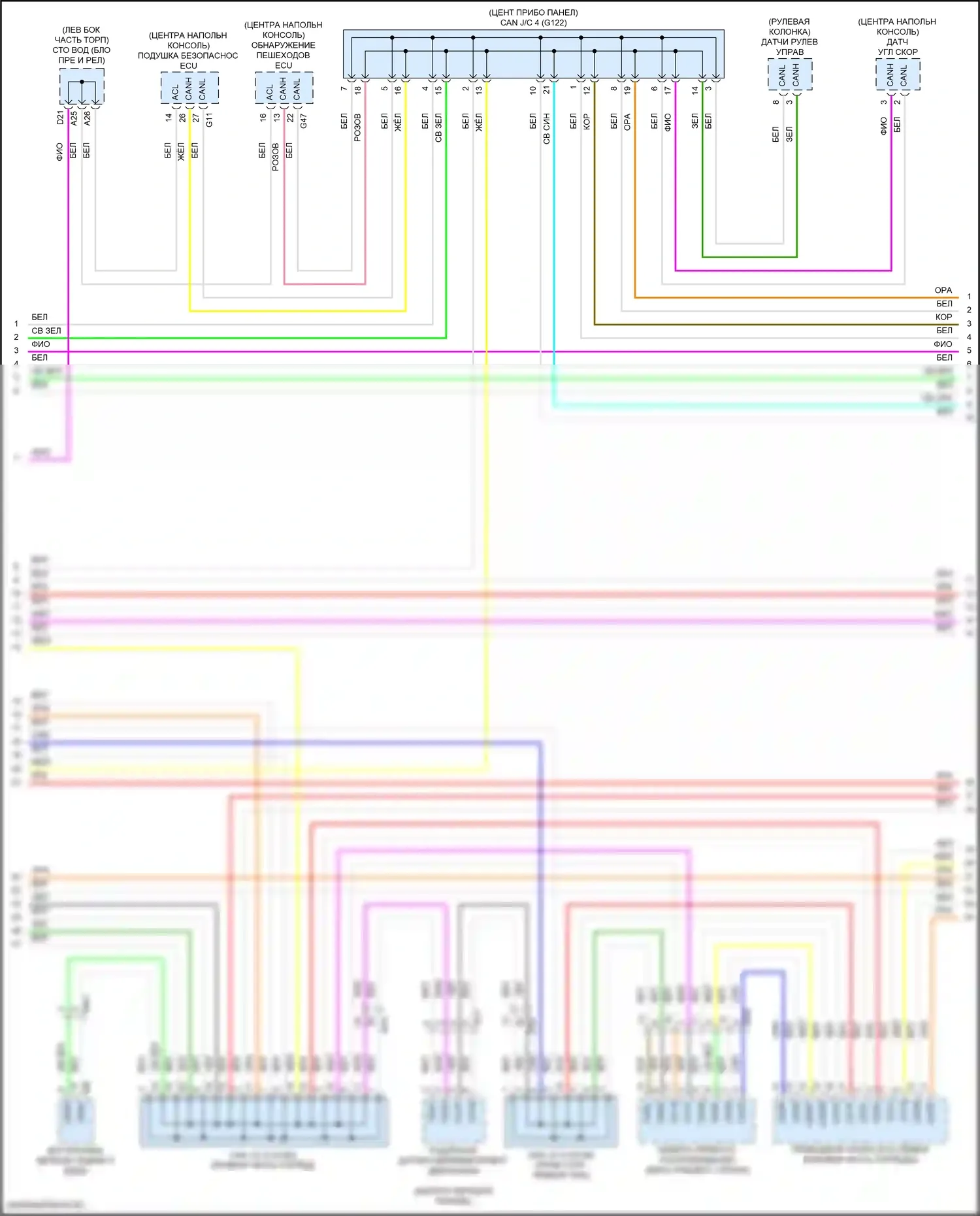 LS Lexus V рестайлинг (2021-2024): Can шина электросхема, без усовершенствованной системы парковки (6 из 9) 
