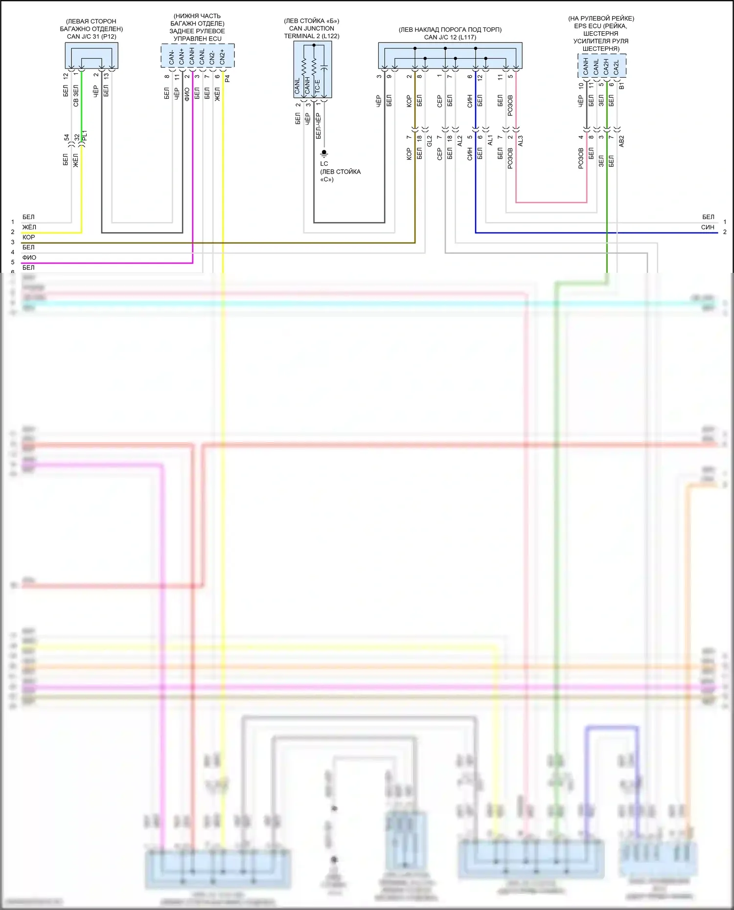 LS Lexus V рестайлинг (2021-2024): Can шина электросхема, без усовершенствованной системы парковки (8 из 9) 