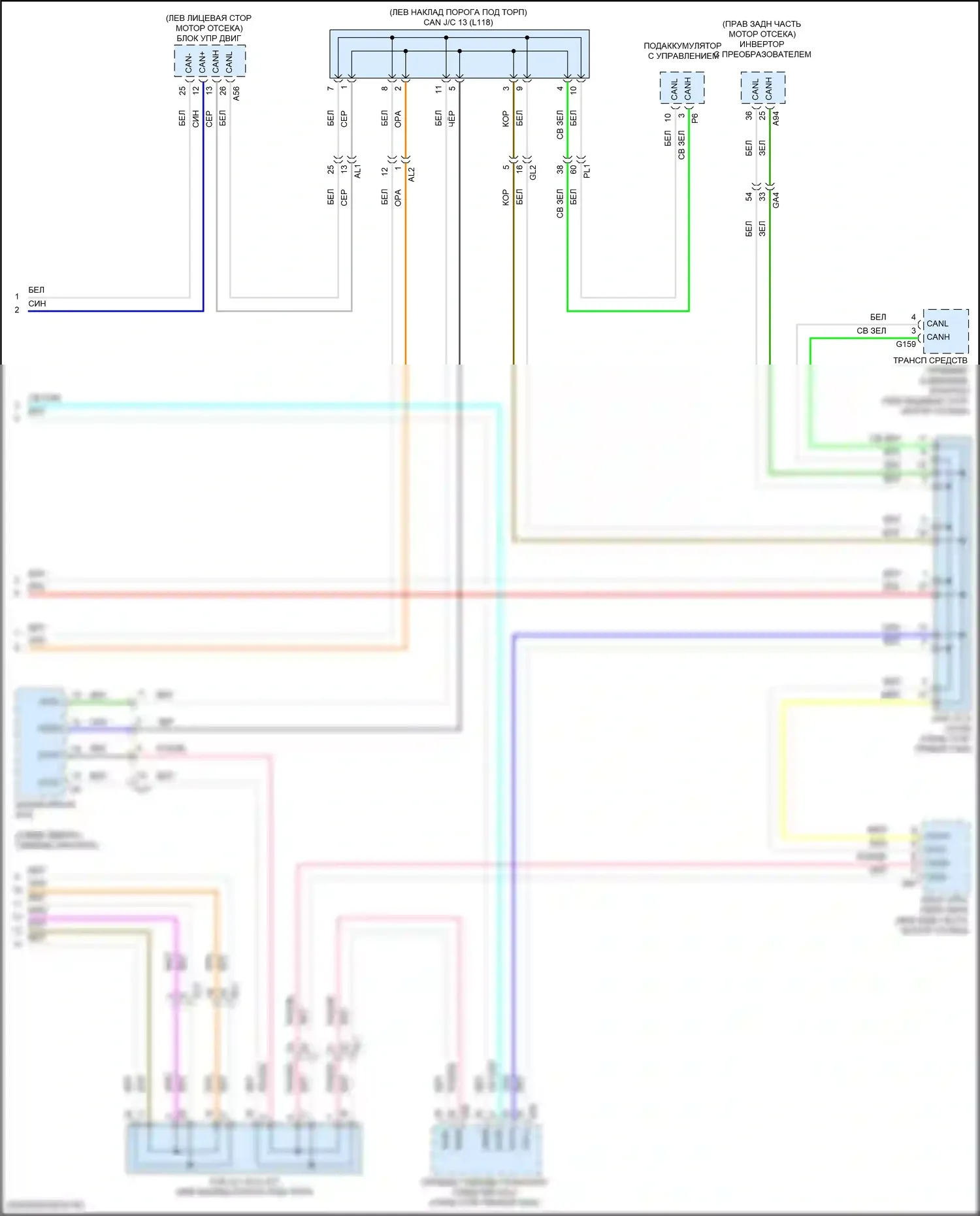 LS Lexus V рестайлинг (2021-2024): Can шина электросхема, без усовершенствованной системы парковки (9 из 9) 