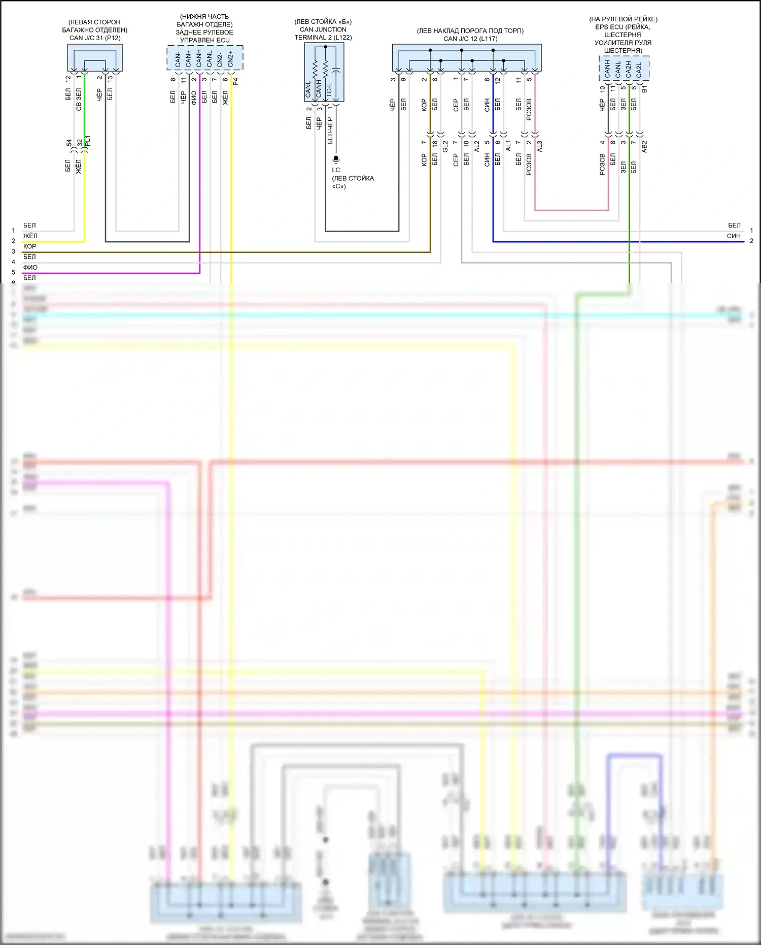 LS Lexus V рестайлинг (2021-2024): Can шина электросхема соединений с усовершенствованной системой парковки (8 из 9) 