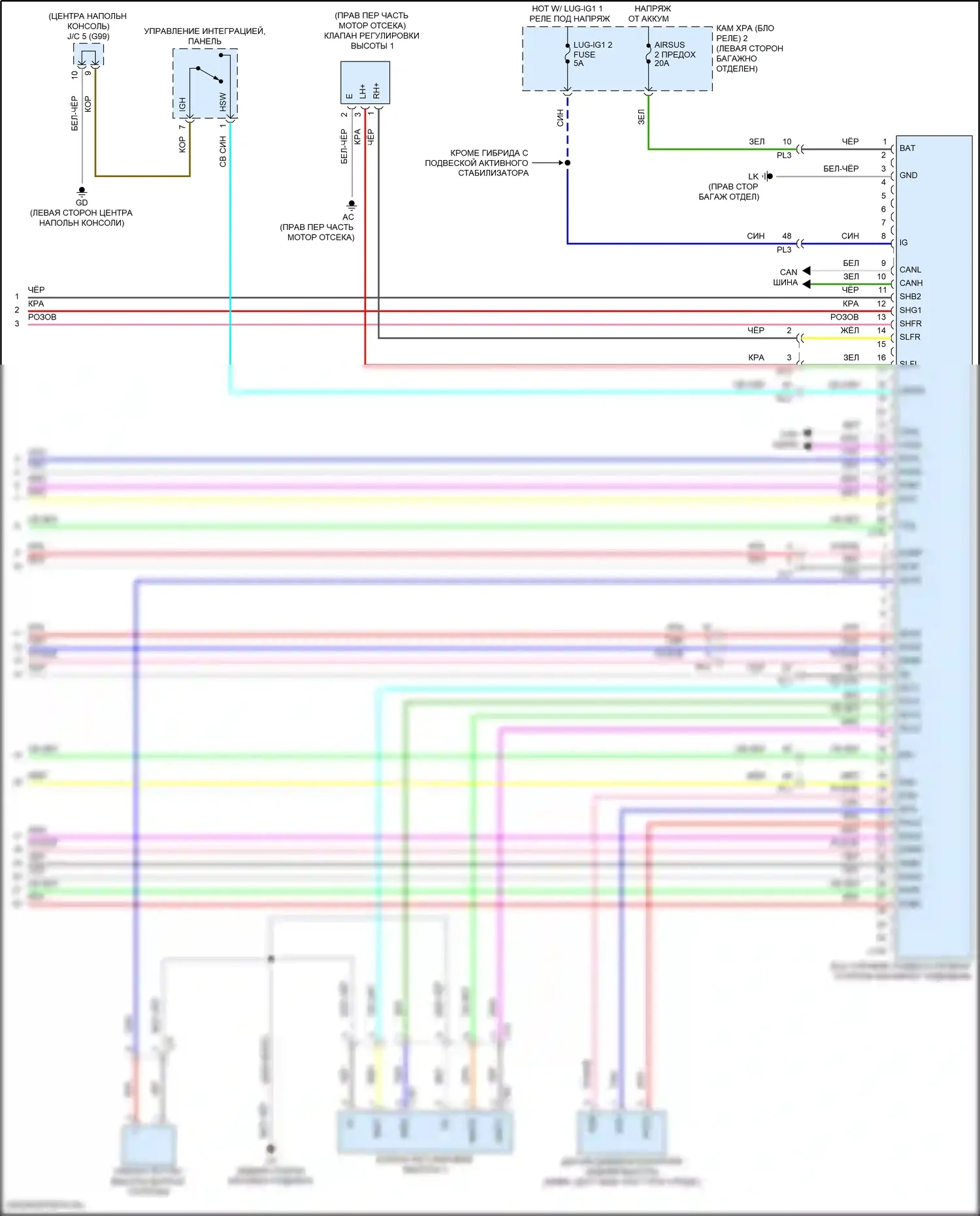 LS Lexus V рестайлинг (2021-2024): Электросхема адаптивной регулируемой подвески (4 из 4) 
