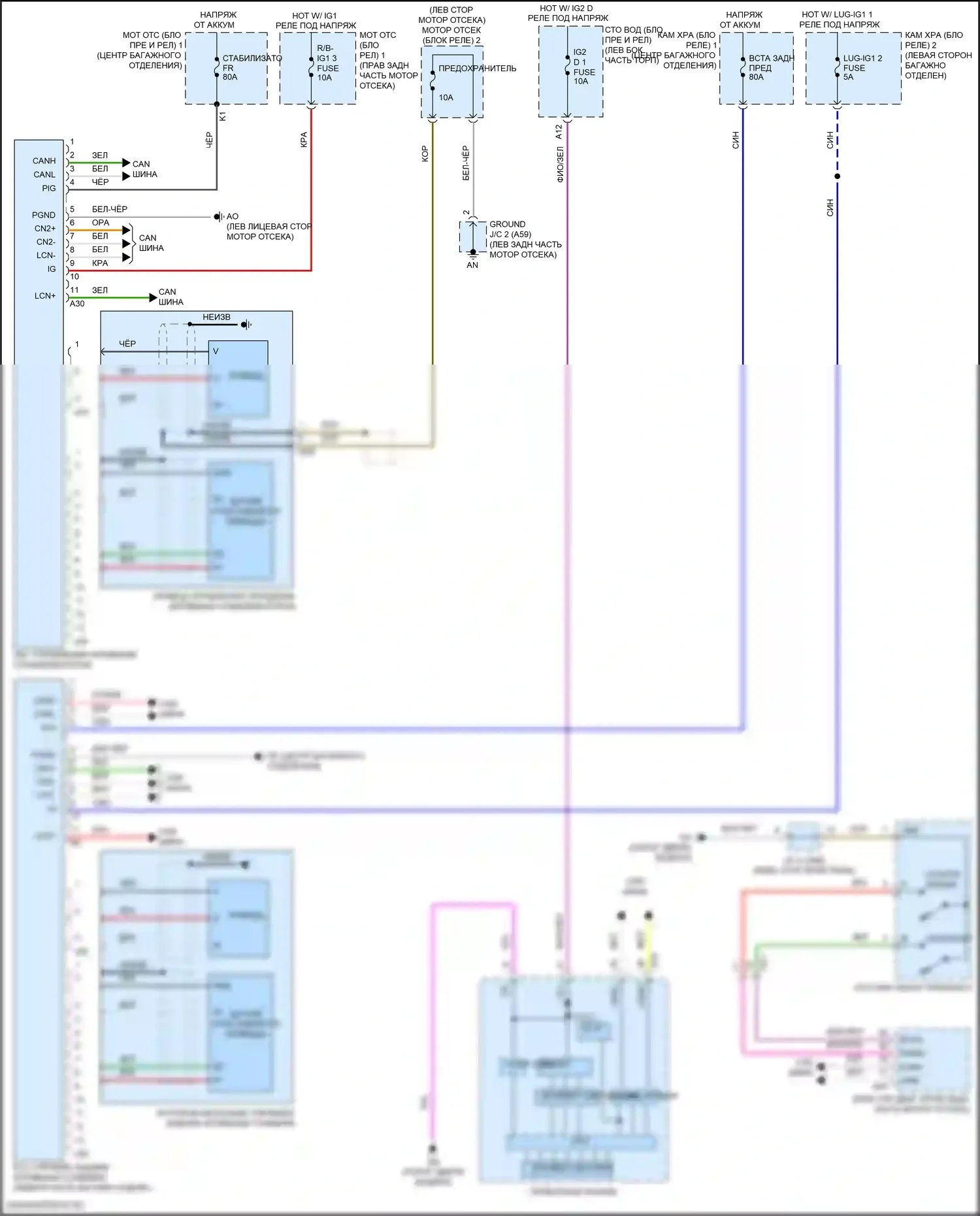 LS Lexus V рестайлинг (2021-2024): Электросхема подвески активного стабилизатора 