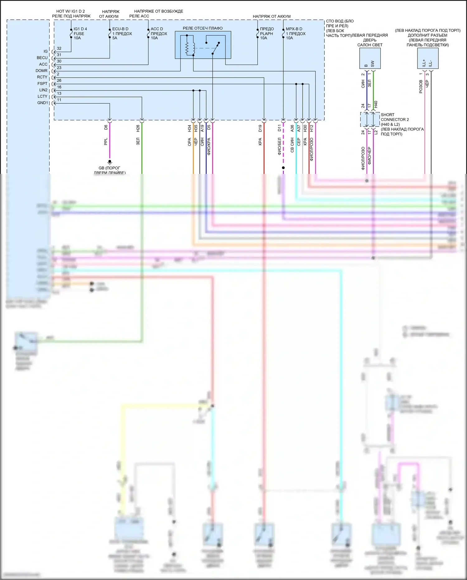 LS Lexus V рестайлинг (2021-2024): Электросхема освещения салона (1 из 4) 