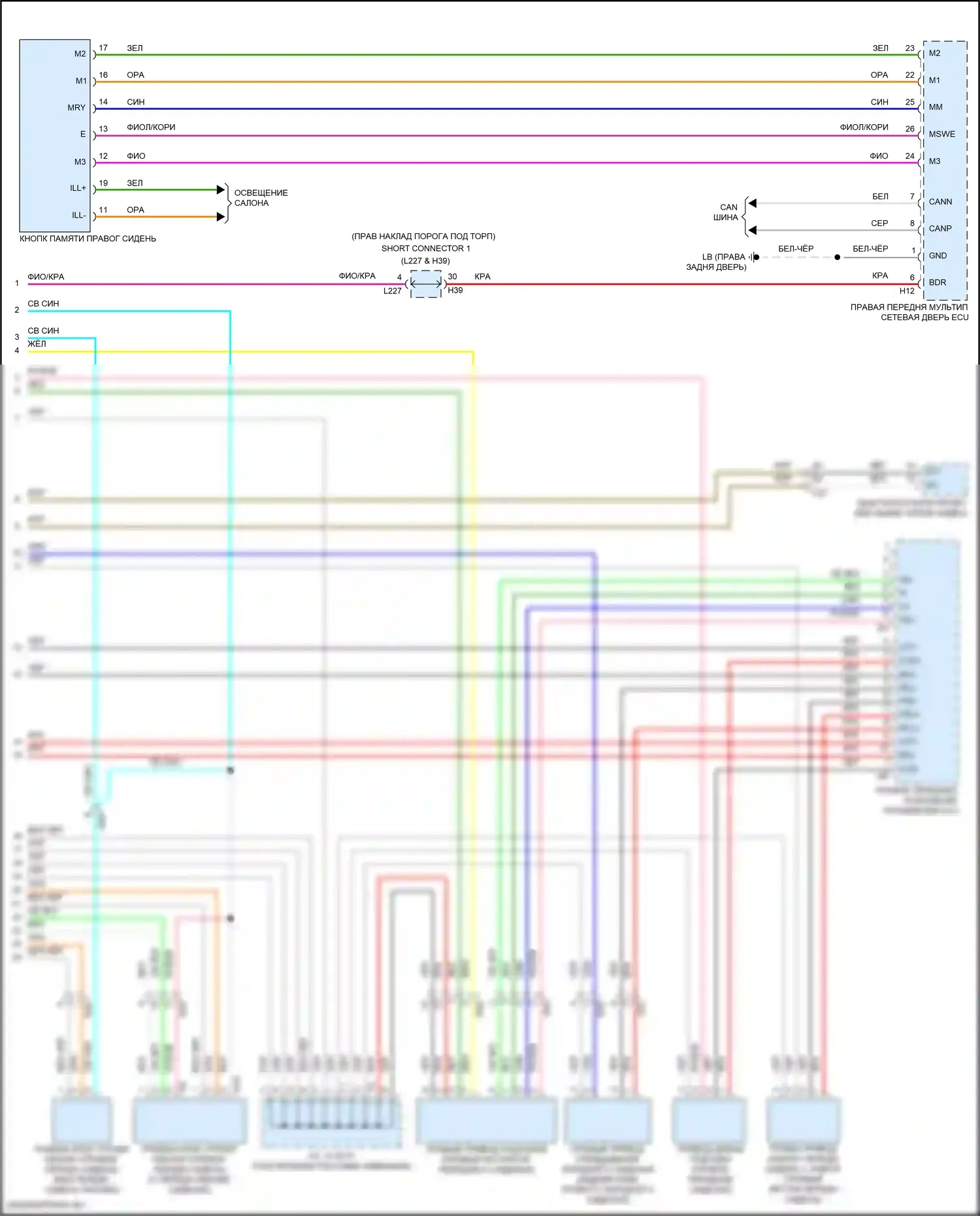 LS Lexus V рестайлинг (2021-2024): Электросхема сиденья памяти пассажира (2 из 2) 