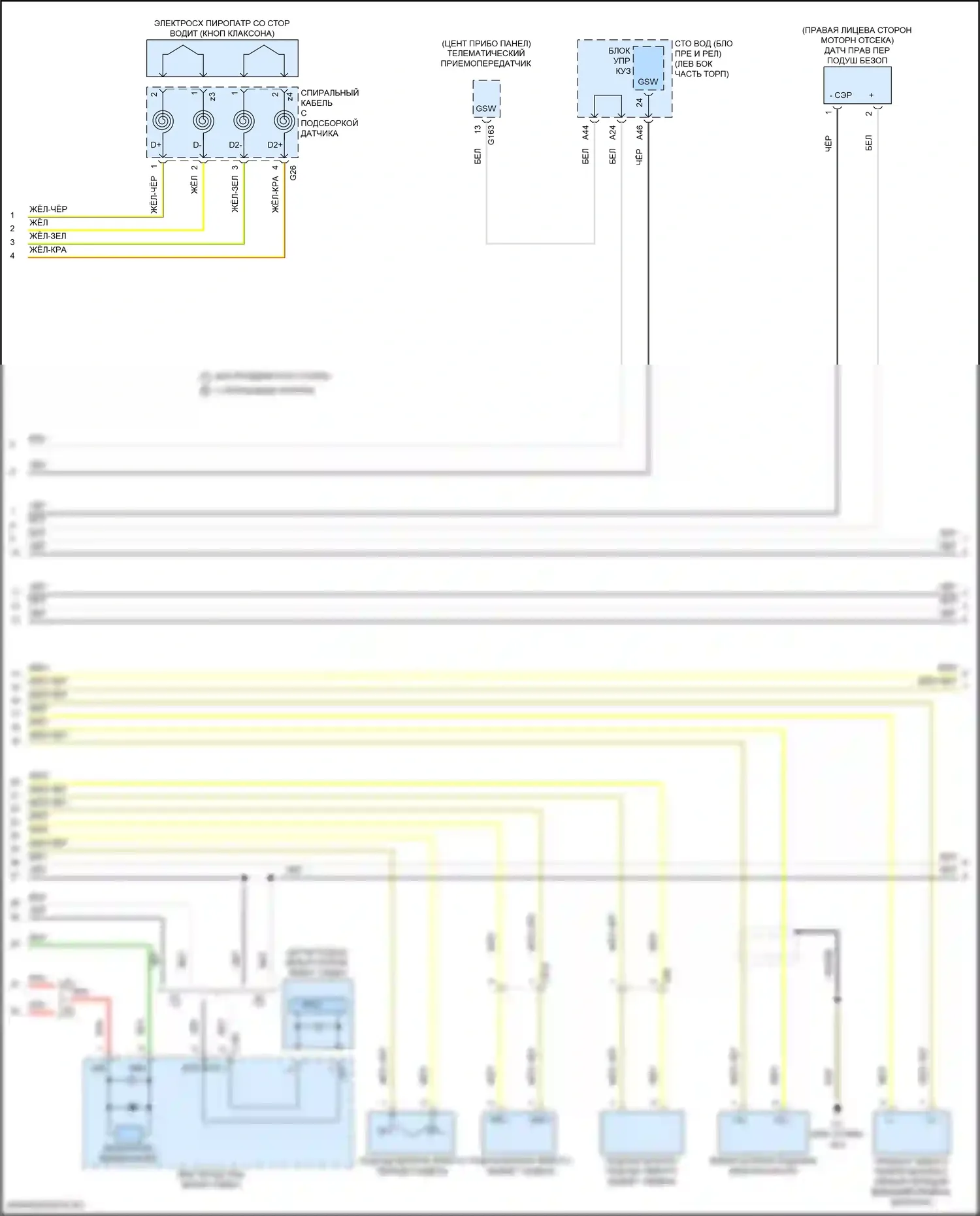 LS Lexus V рестайлинг (2021-2024): Электросхема подушек безопасности (2 из 4) 