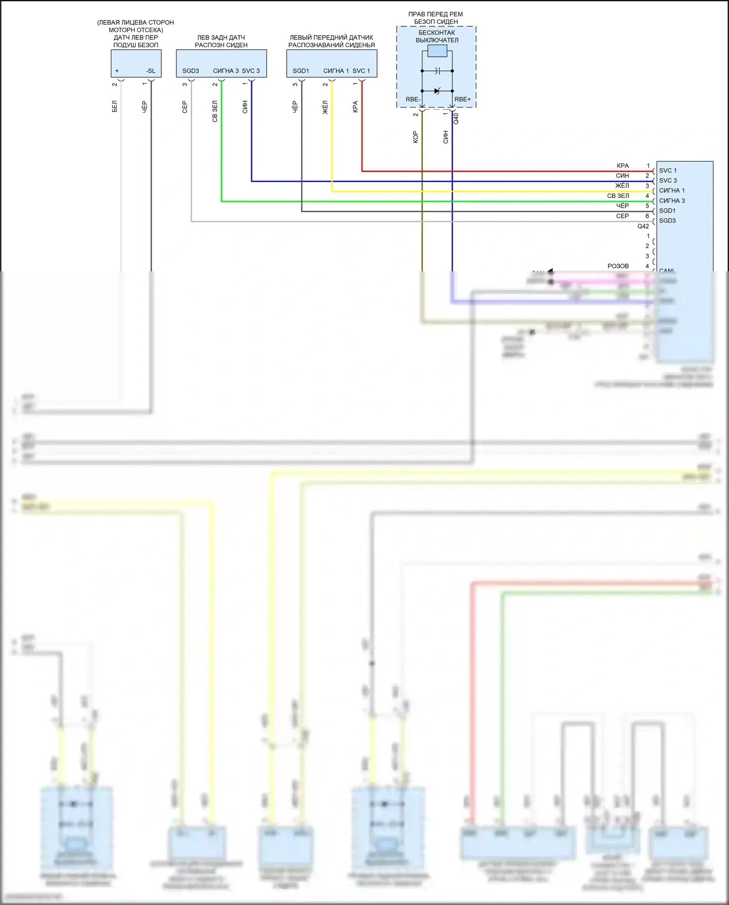 LS Lexus V рестайлинг (2021-2024): Электросхема подушек безопасности (3 из 4) 