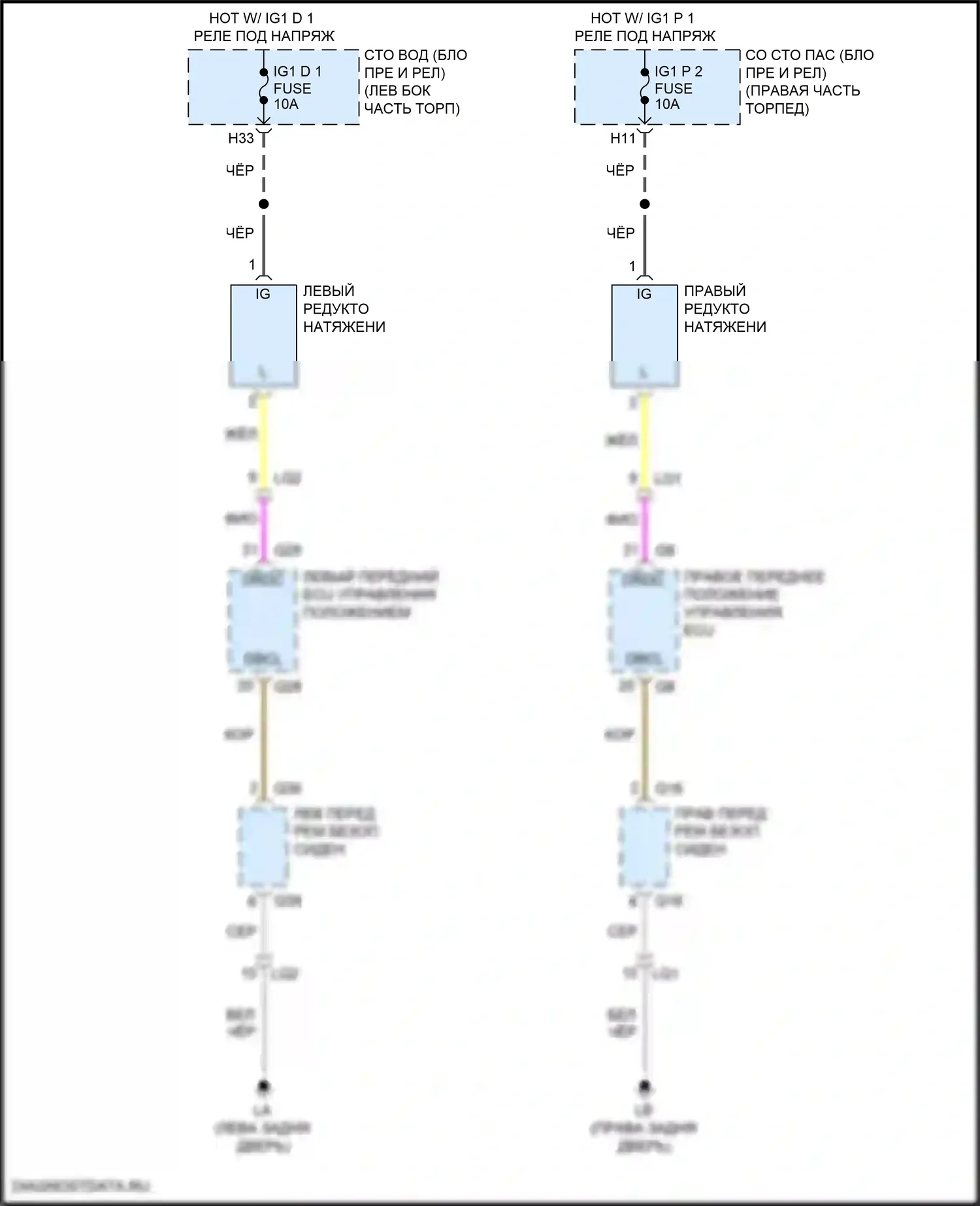 LS Lexus V рестайлинг (2021-2024): Электросхема подушек безопасности 