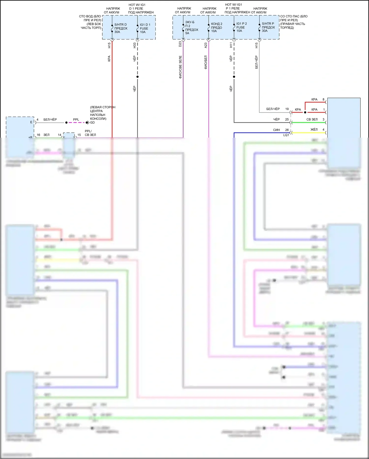 LS Lexus V рестайлинг (2021-2024): Электросхема передних обогреваемых сидений 