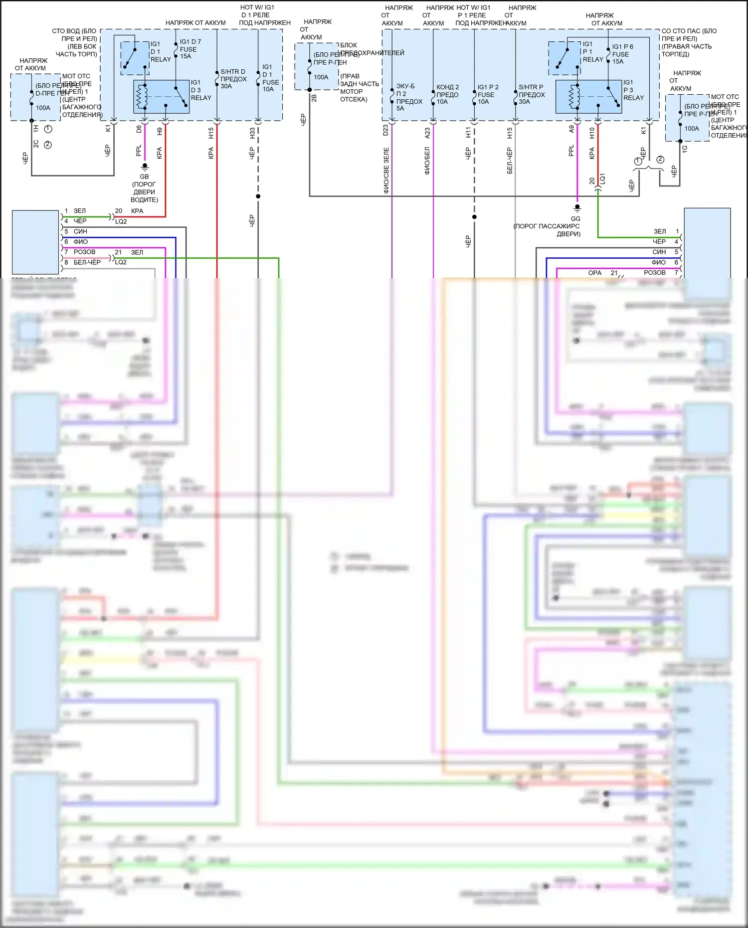 LS Lexus V рестайлинг (2021-2024): Передняя электросхема сидений климат-контроля 