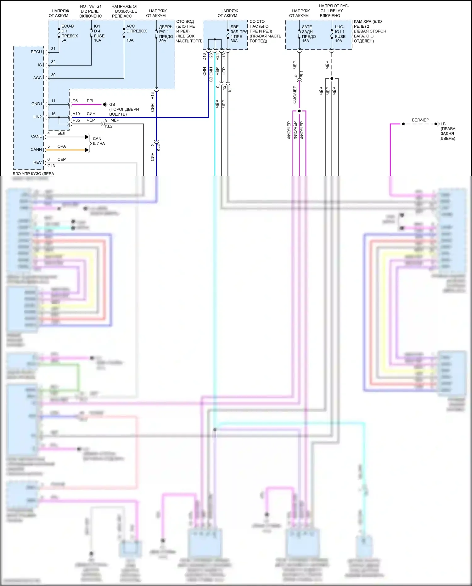 LS Lexus V рестайлинг (2021-2024): Электросхема солнцезащитного козырька заднего стекла 