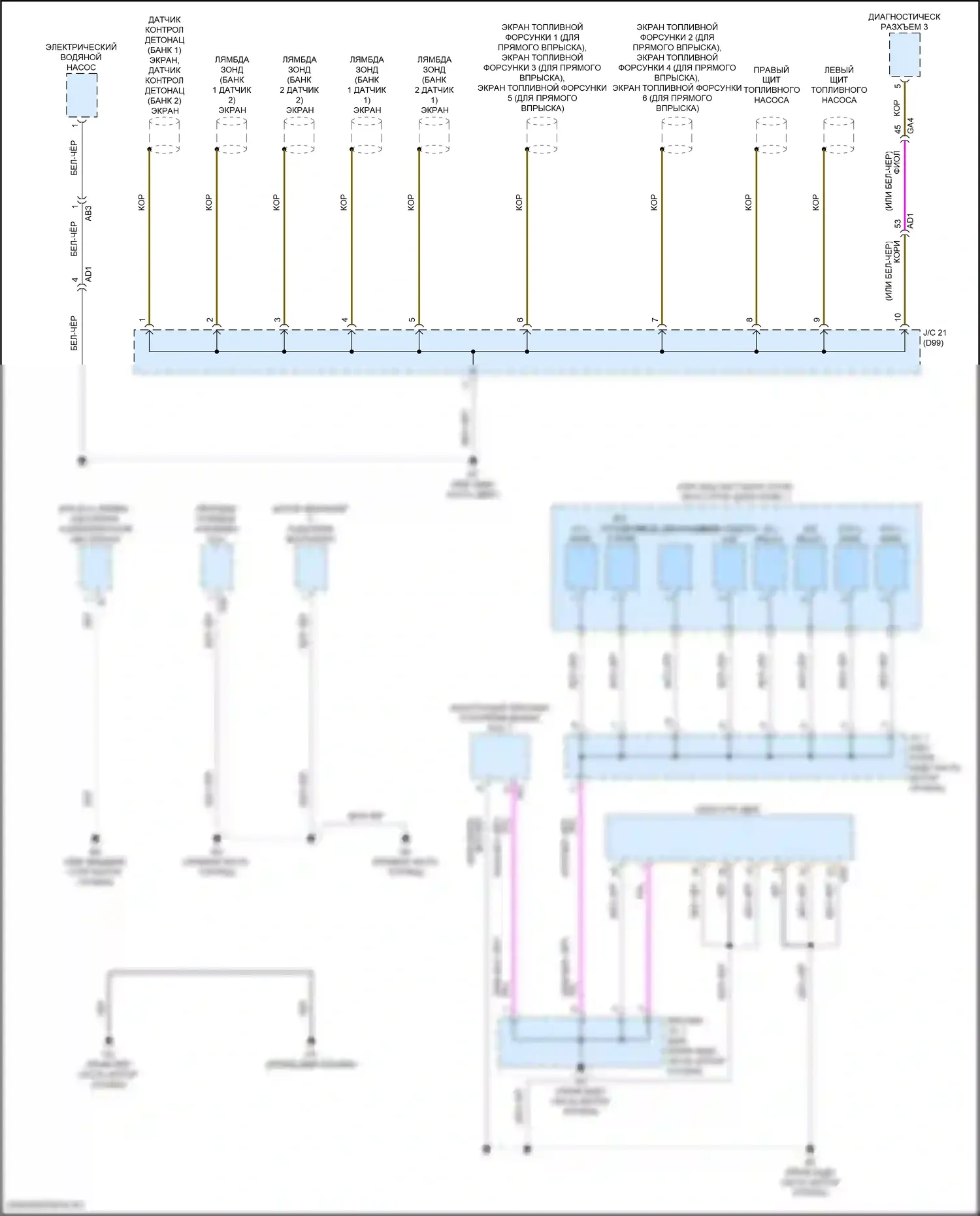 LS Lexus V рестайлинг (2021-2024): Электросхема точек подключения масс (2 из 9) 