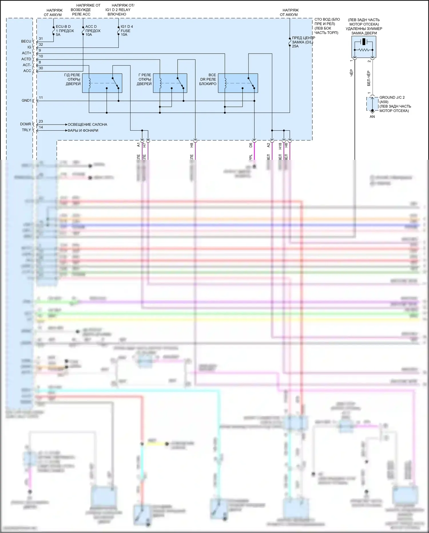 LS Lexus V рестайлинг (2021-2024): Электросхема центрального замка (1 из 6) 
