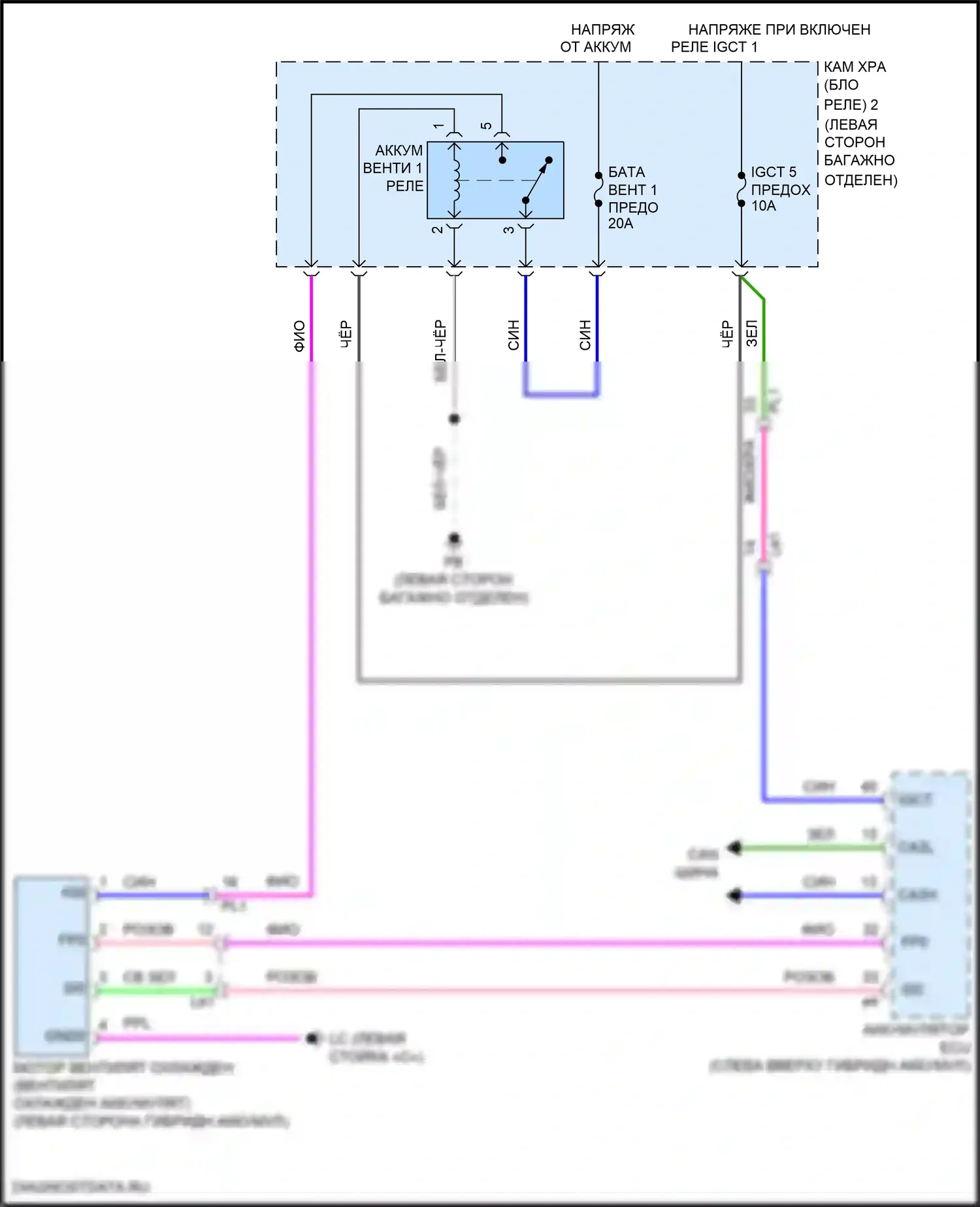 LS Lexus V рестайлинг (2021-2024): Электросхема вентилятора охлаждения аккумулятора 