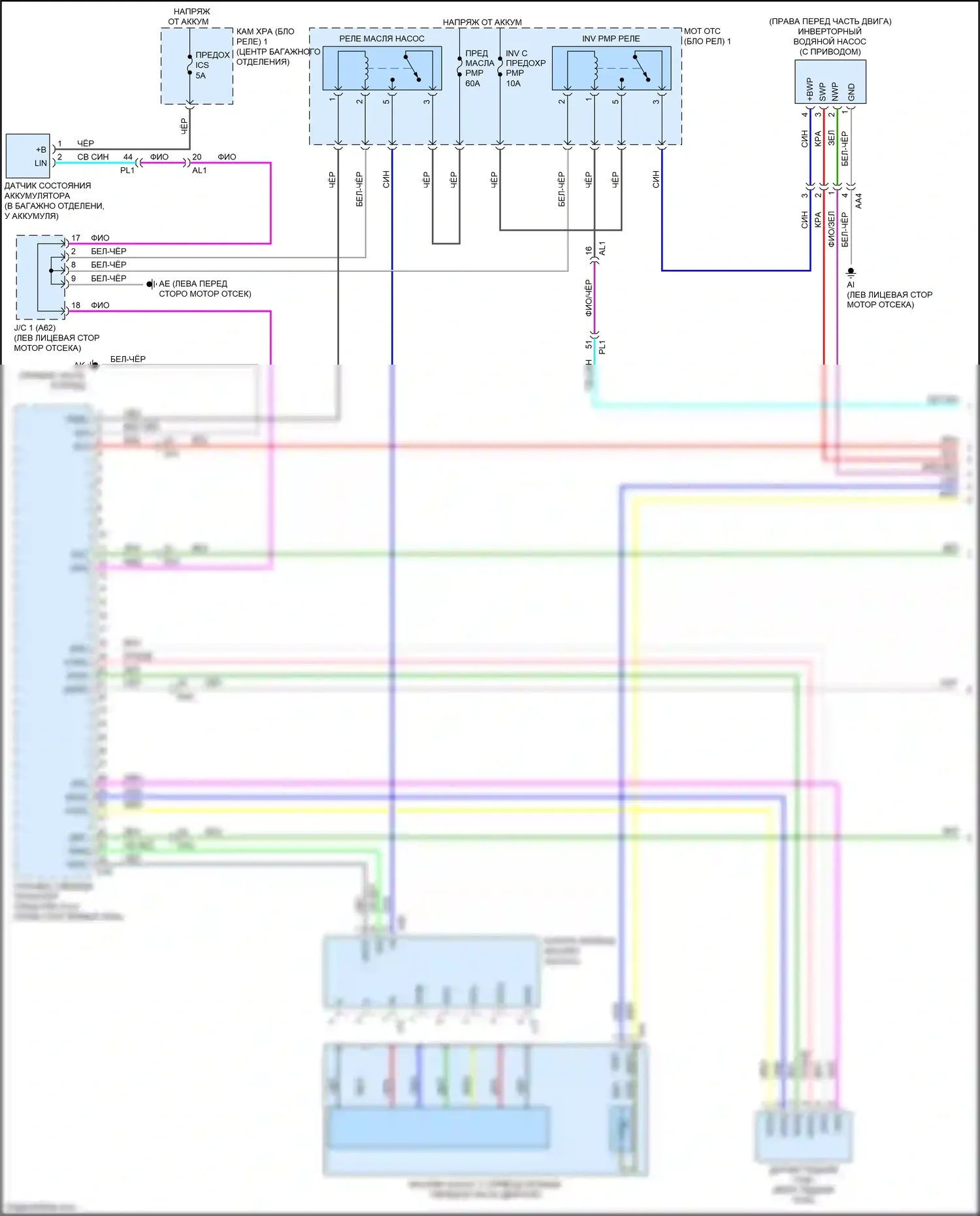 LS Lexus V (2017-2021): Электросхема двигатель 3.5л гибрид, электросхема гибридной системы (1 из 9) 