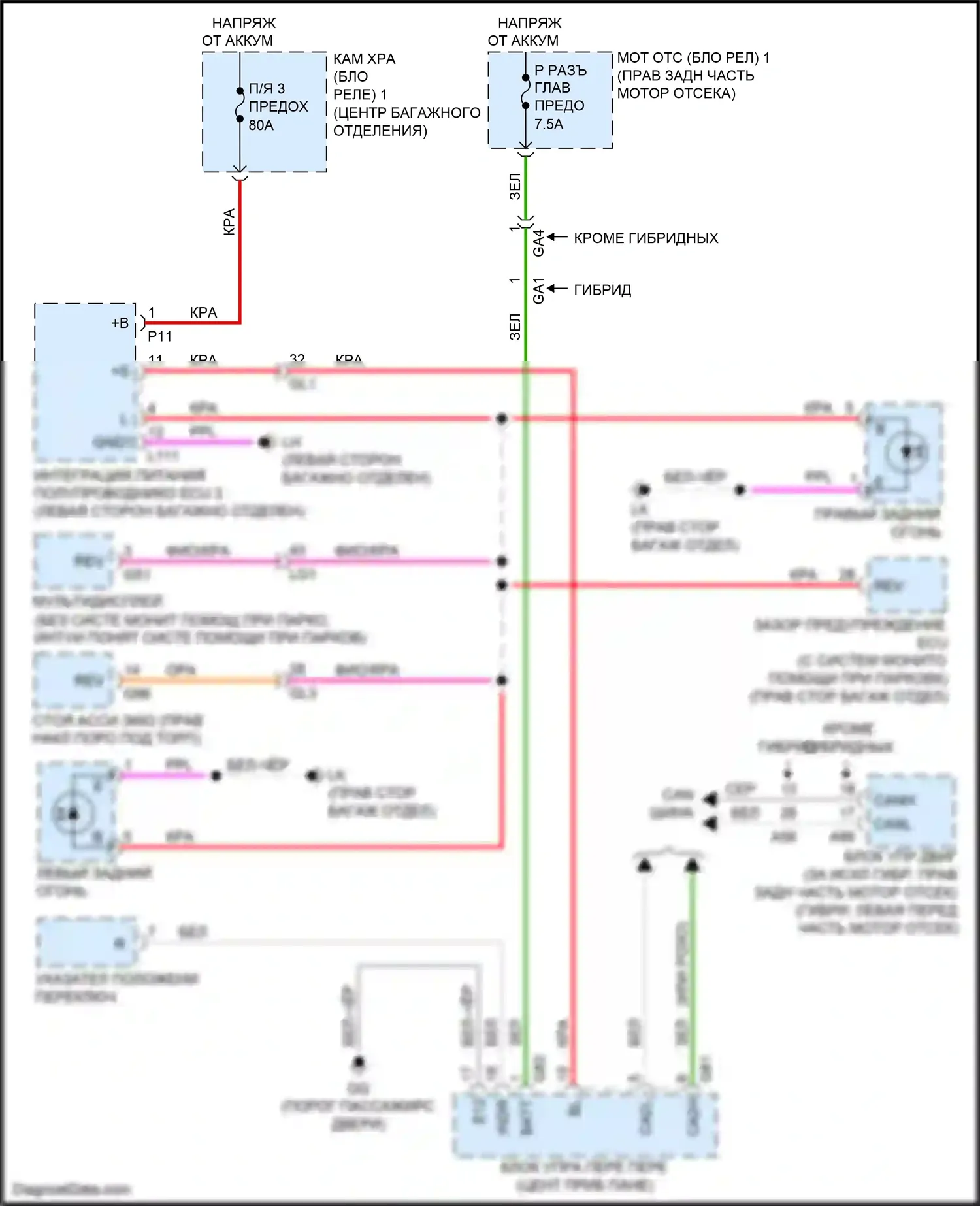 LS Lexus V (2017-2021): Электросхема фонарей заднего хода 