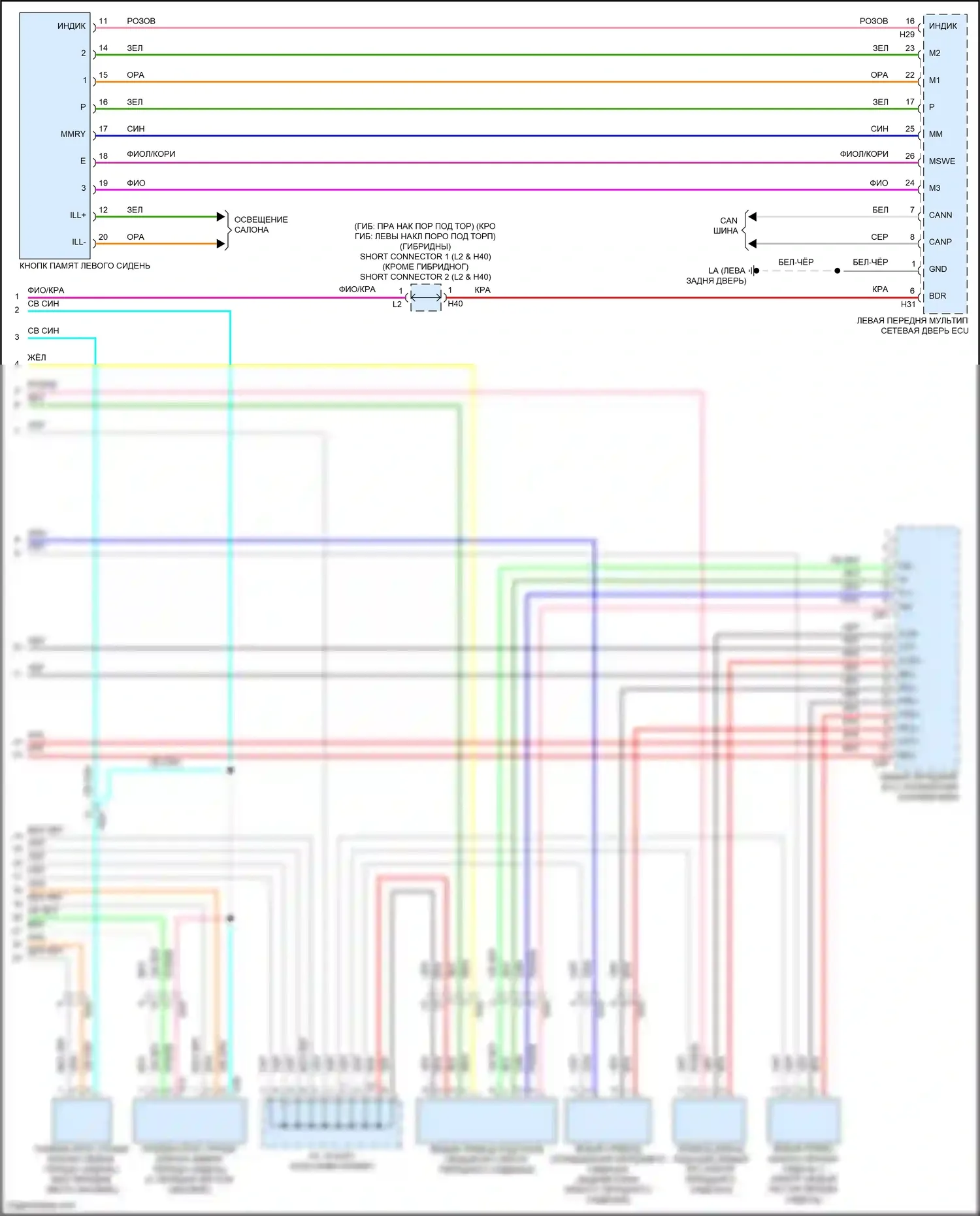 LS Lexus V (2017-2021): Электросхема сиденья памяти водителя (2 из 2) 