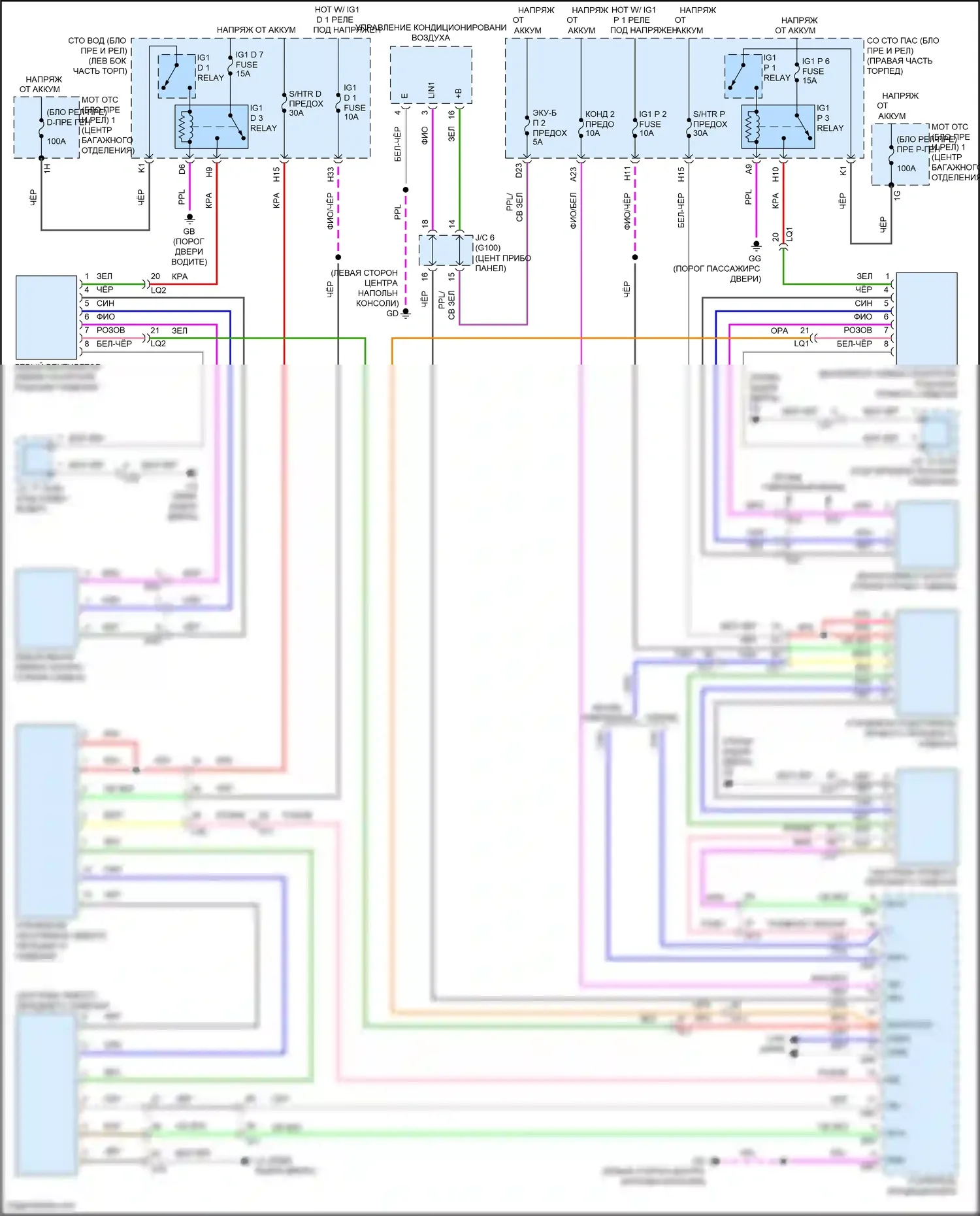 LS Lexus V (2017-2021): Передняя электросхема сидений климат-контроля 