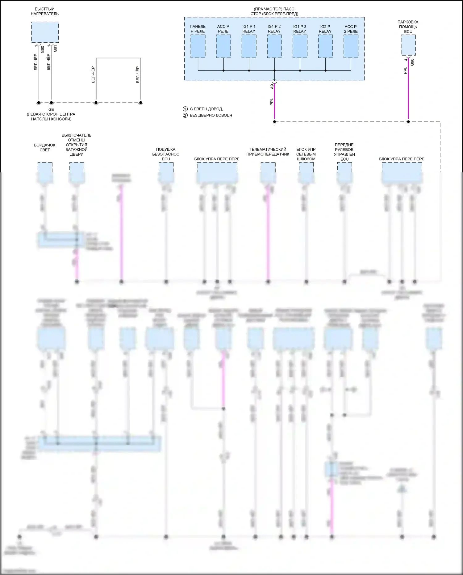 LS Lexus V (2017-2021): Электросхема точек подключения масс (6 из 9) 