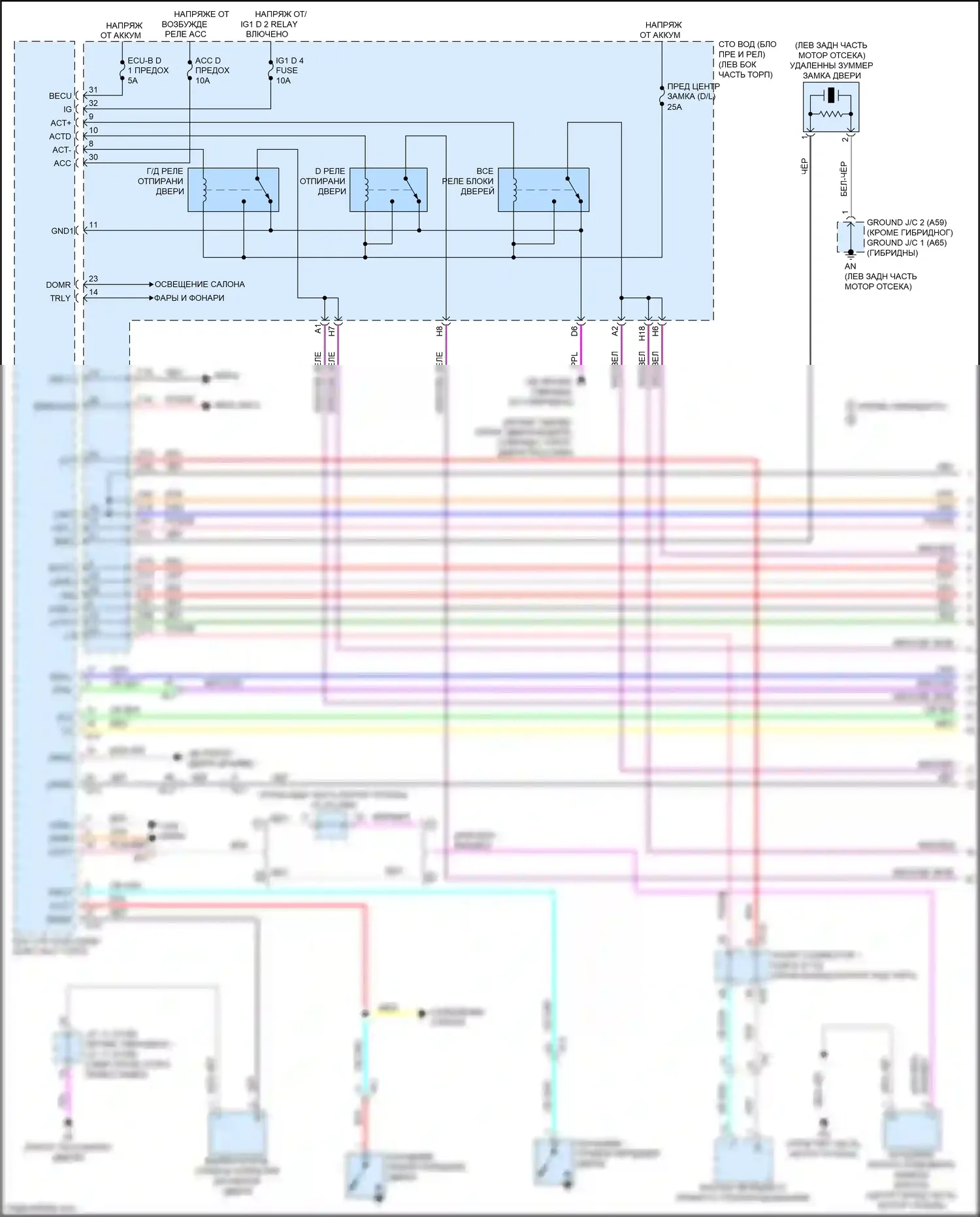 LS Lexus V (2017-2021): Электросхема центрального замка (1 из 6) 
