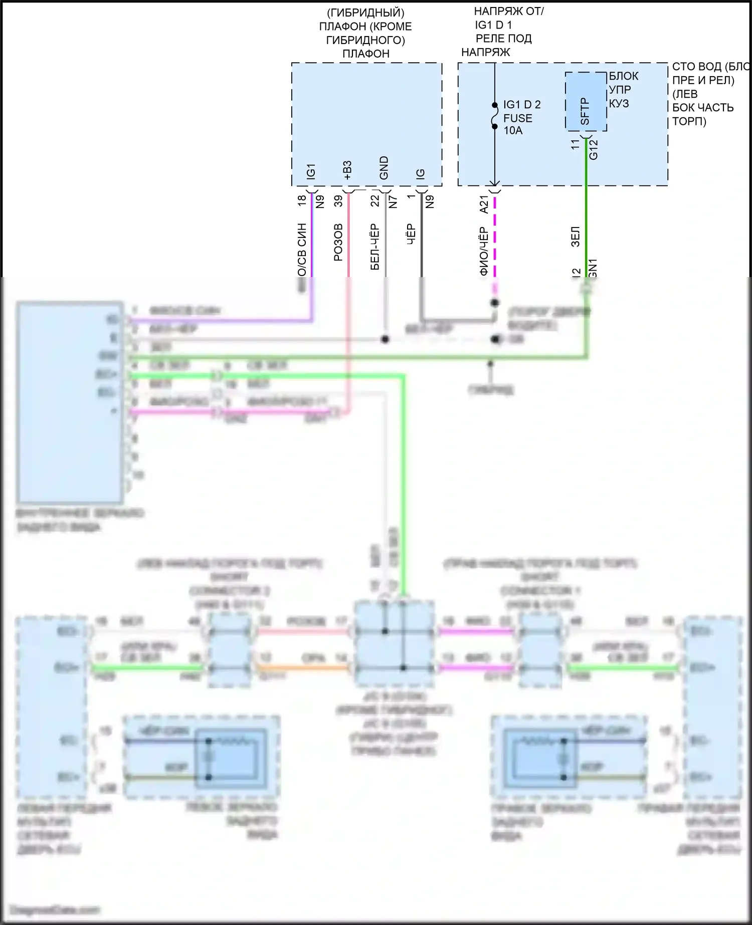 LS Lexus V (2017-2021): Электросхема управления зеркалами заднего вида 