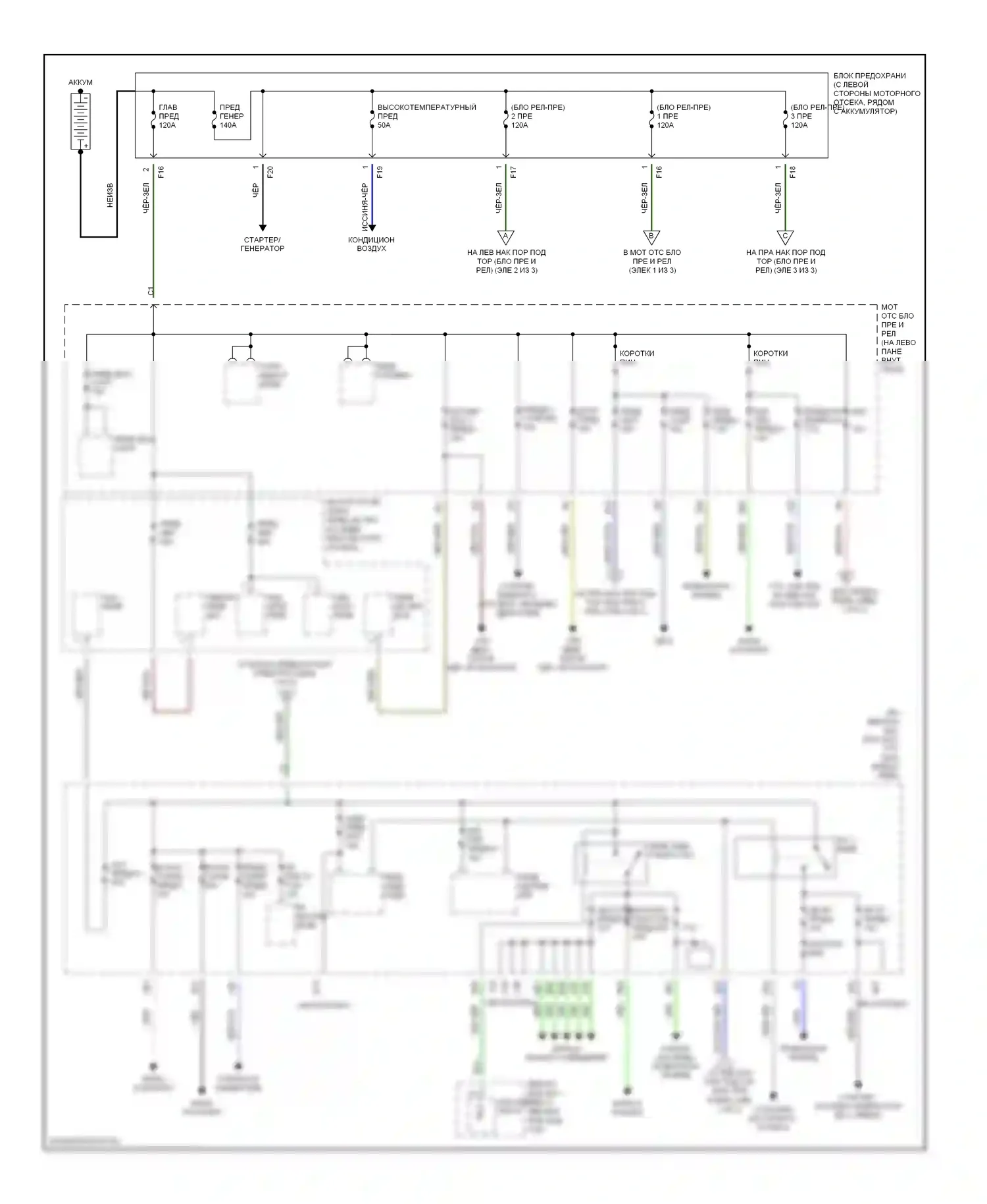 LX Lexus J100 рестайлинг (2002-2007): Электросхема блока предохранителей реле (1 из 3) 