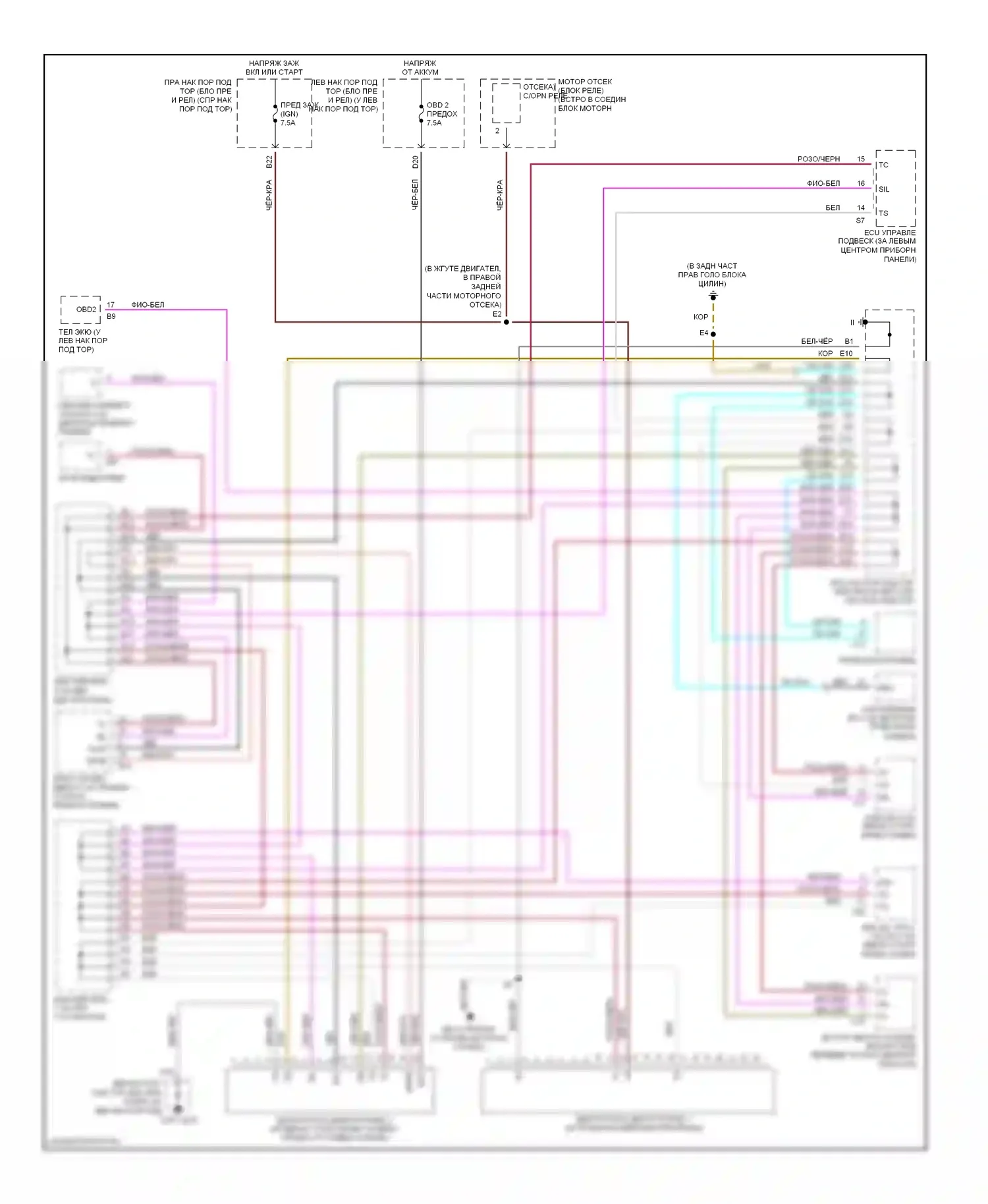 LX Lexus J100 рестайлинг (2002-2007): Электросхема диагностического разхъема 