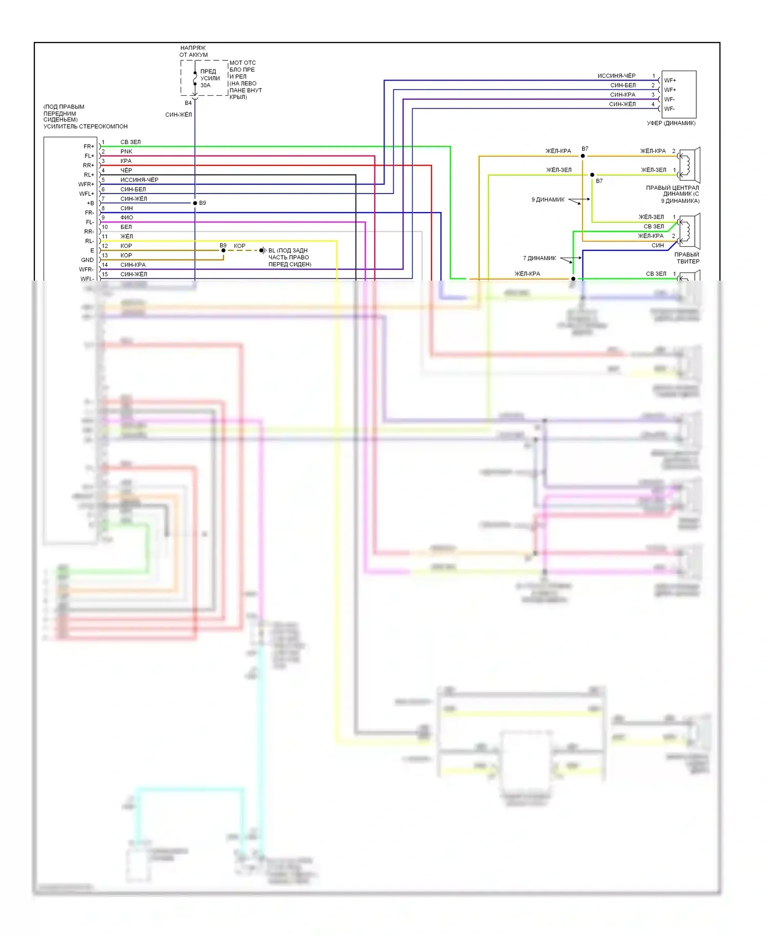 LX Lexus J100 рестайлинг (2002-2007): Электросхема магнитолы, без навигации (2 из 2) 