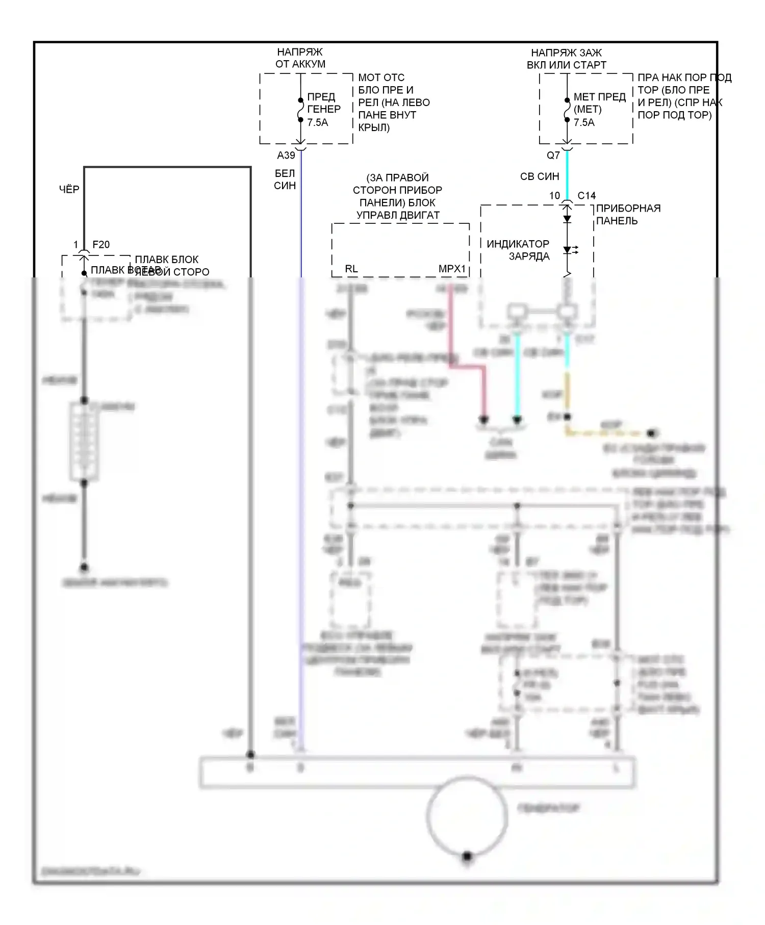 LX Lexus J100 рестайлинг (2002-2007): Электросхема генератора 