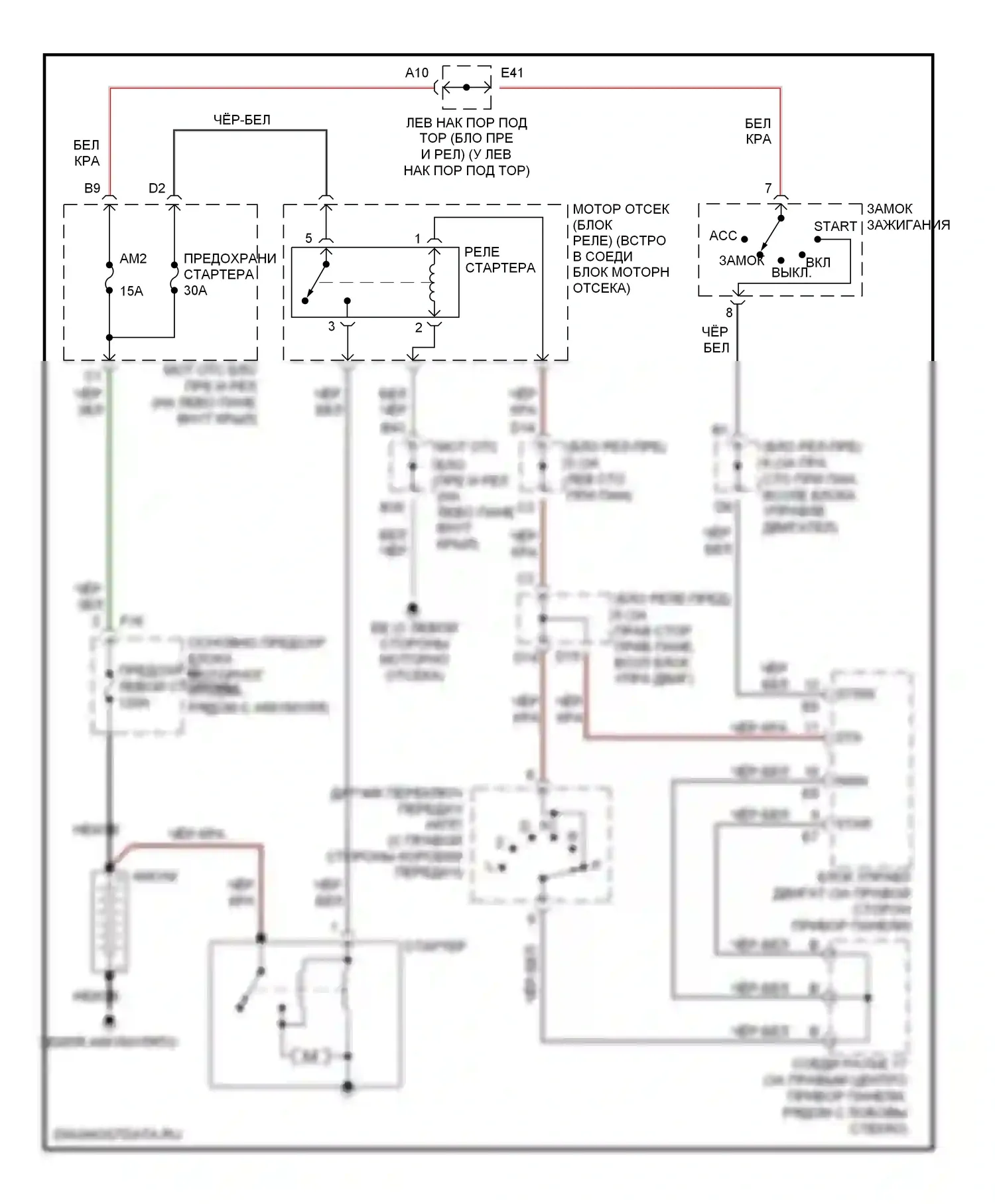 LX Lexus J100 рестайлинг (2002-2007): Электросхема стартера 