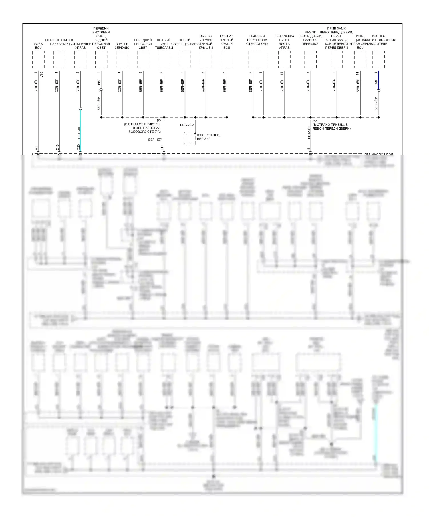 LX Lexus J100 рестайлинг (2002-2007): Электросхема точек подключения масс (1 из 4) 