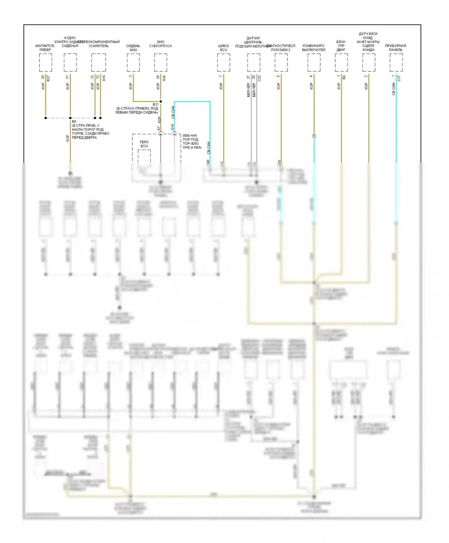 LX Lexus J100 рестайлинг (2002-2007): Электросхема точек подключения масс (4 из 4) 