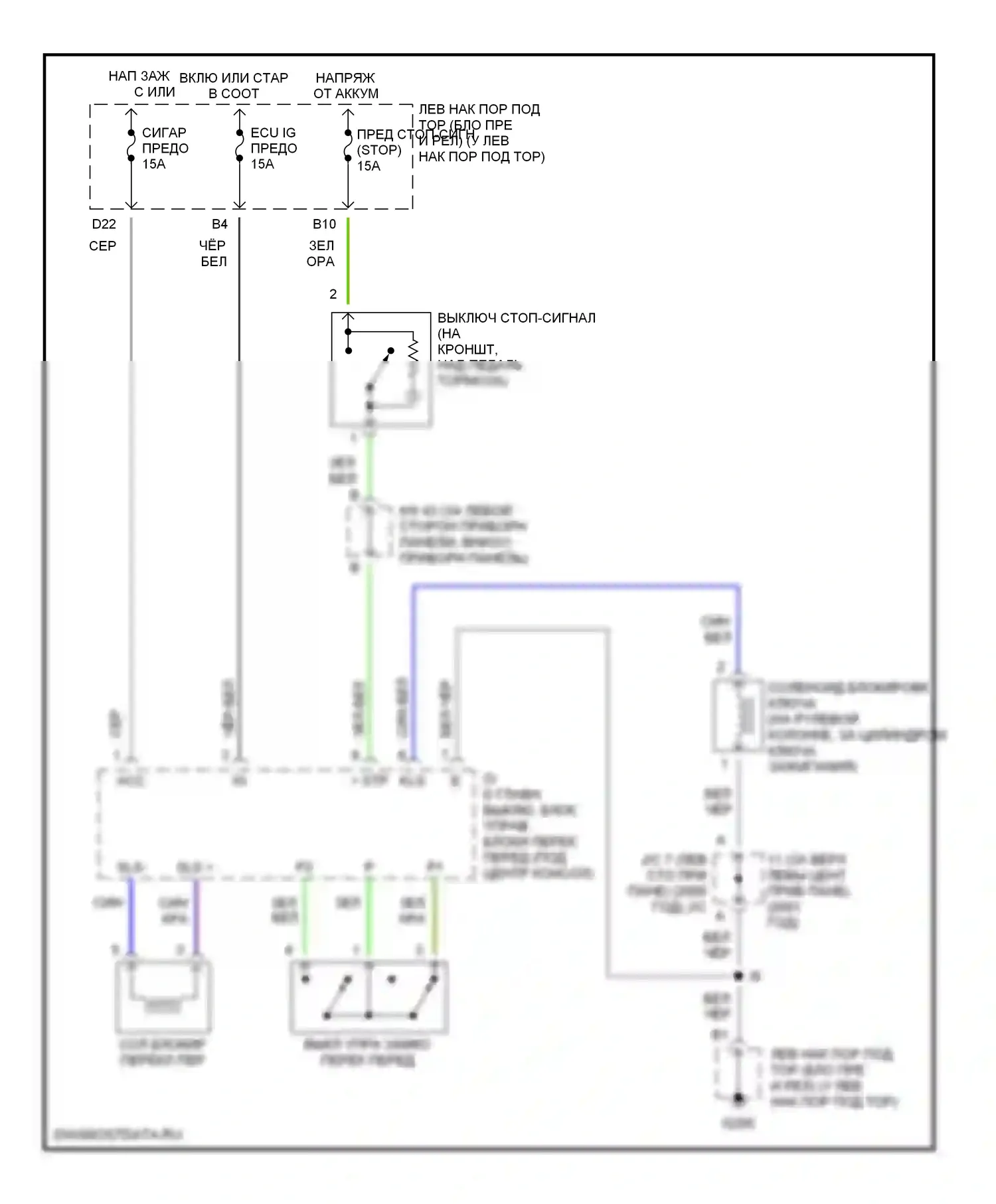 LX Lexus J100 (1998-2002): Электросхема блокировки селектора 