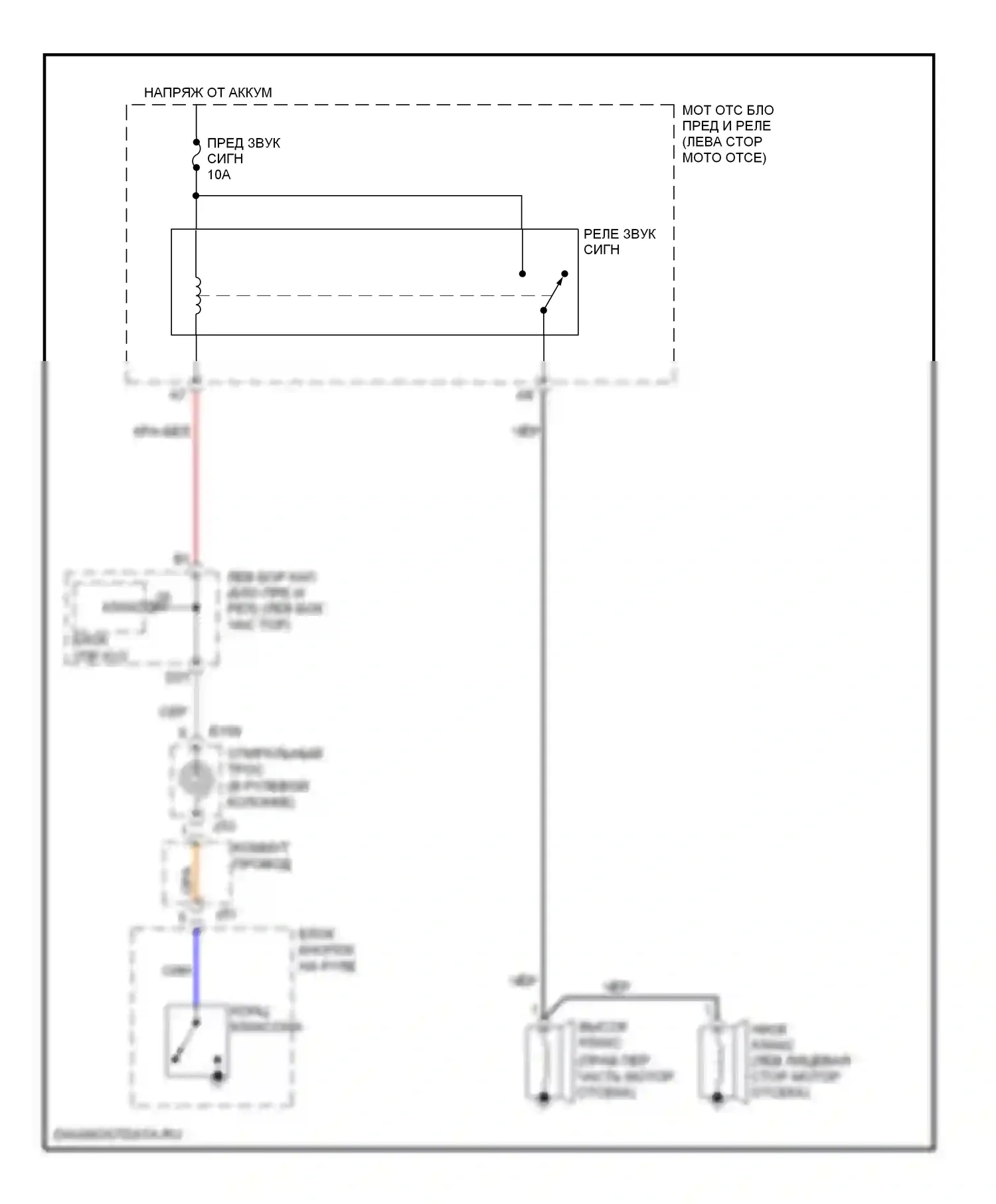 LX Lexus J200 рестайлинг (2012-2015): Электросхема клаксона 