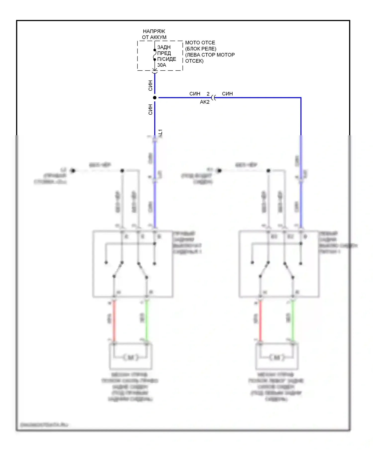 LX Lexus J200 рестайлинг (2012-2015): Электросхема заднего силового сиденья 