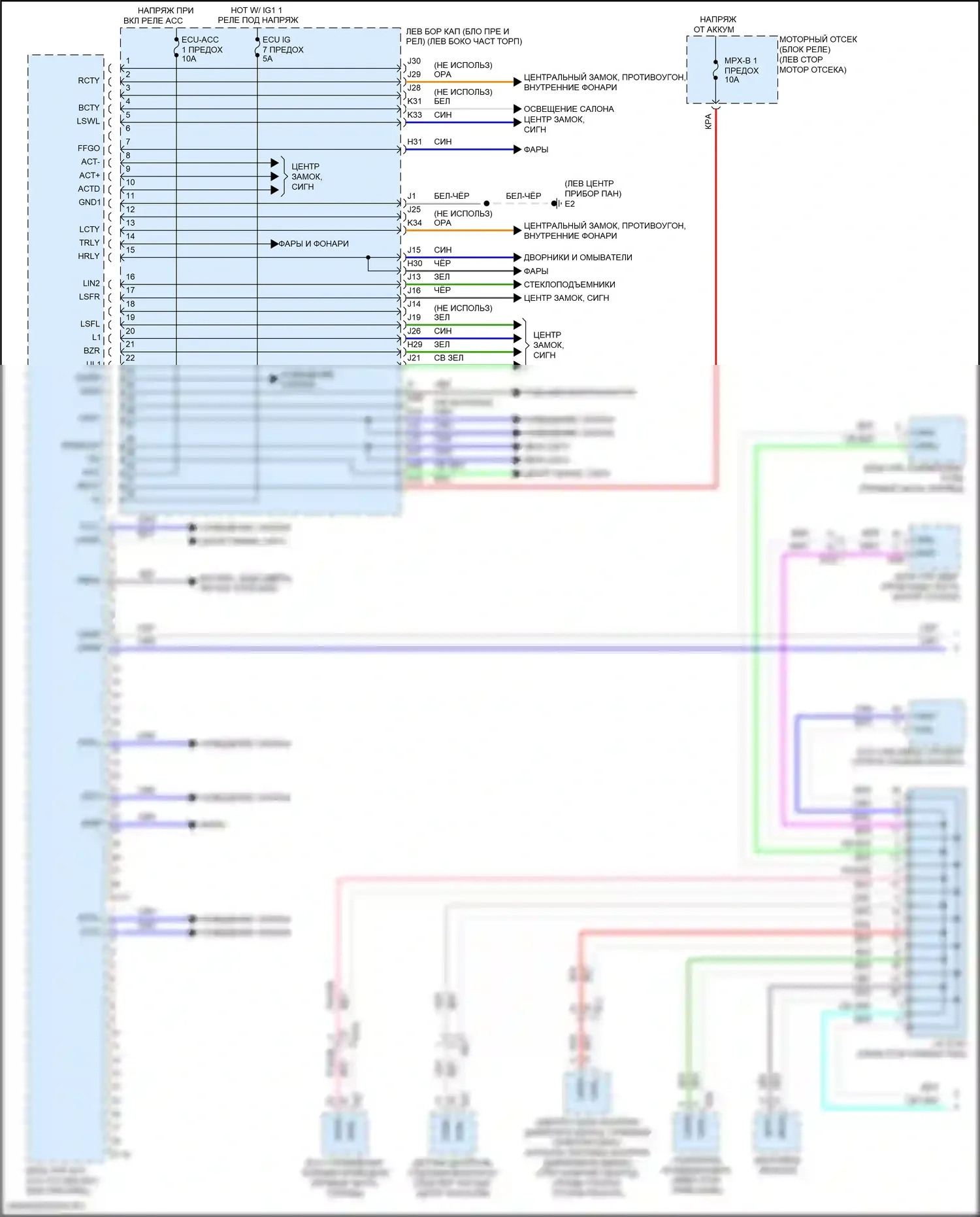 LX Lexus J200 рестайлинг 2 (2015-2023): Электросхема эбу кузова (1 из 2) 