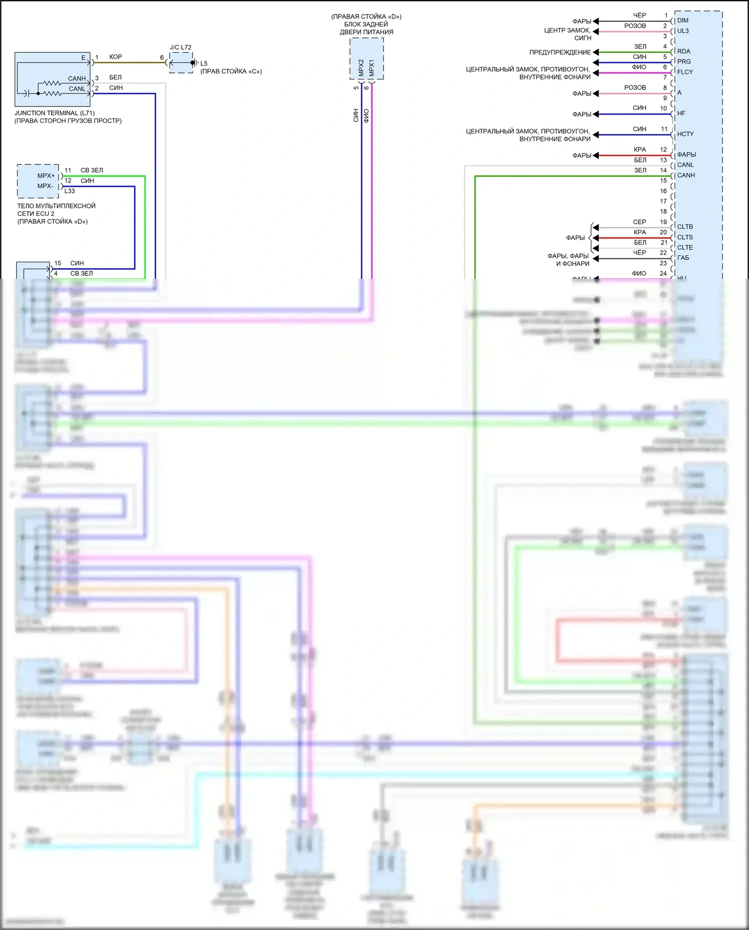 LX Lexus J200 рестайлинг 2 (2015-2023): Электросхема эбу кузова (2 из 2) 