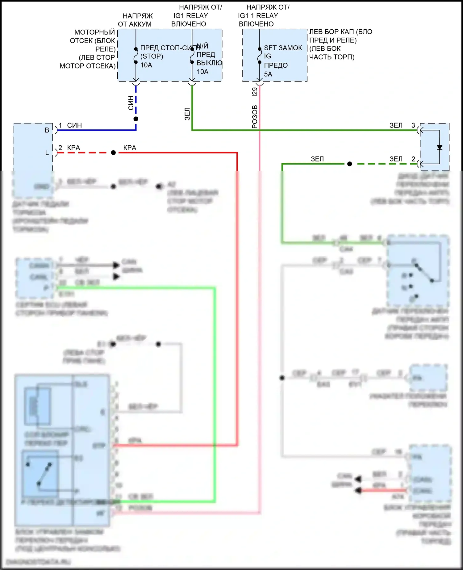 LX Lexus J200 рестайлинг 2 (2015-2023): Электросхема блокировки селектора 