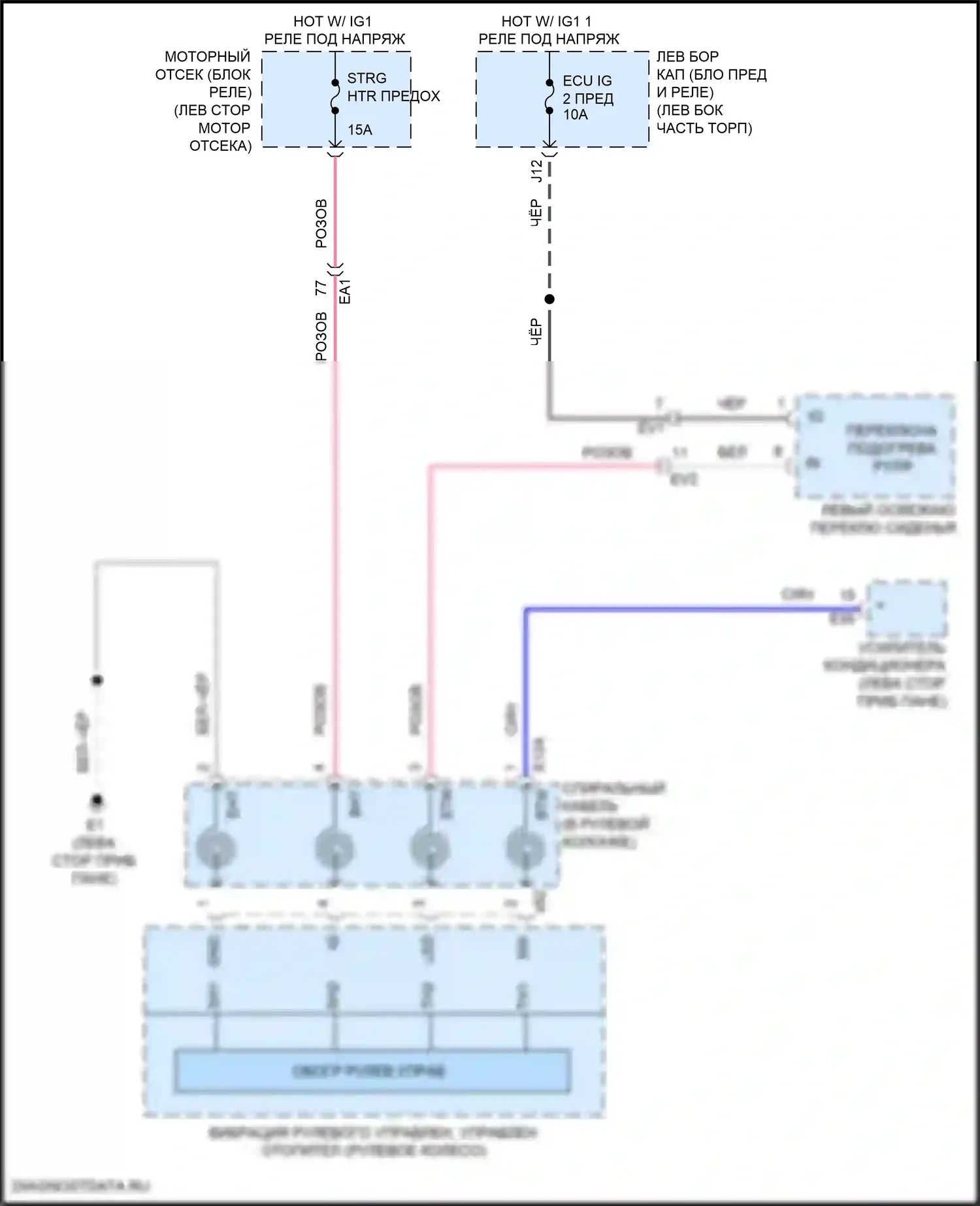 LX Lexus J200 рестайлинг 2 (2015-2023): Электросхема рулевого колеса с подогревом 