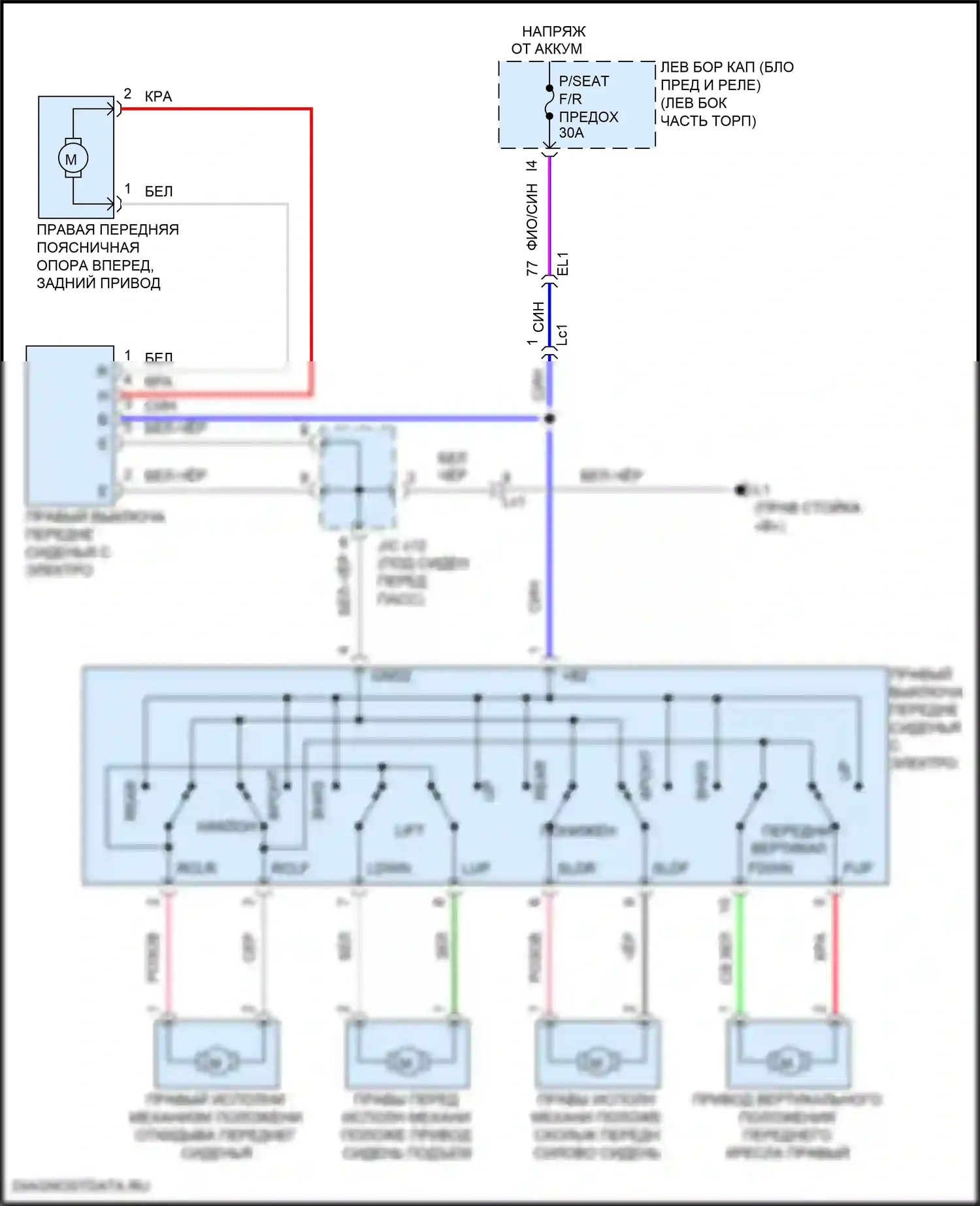 LX Lexus J200 рестайлинг 2 (2015-2023): Электросхема сиденья питания для пассажиров 