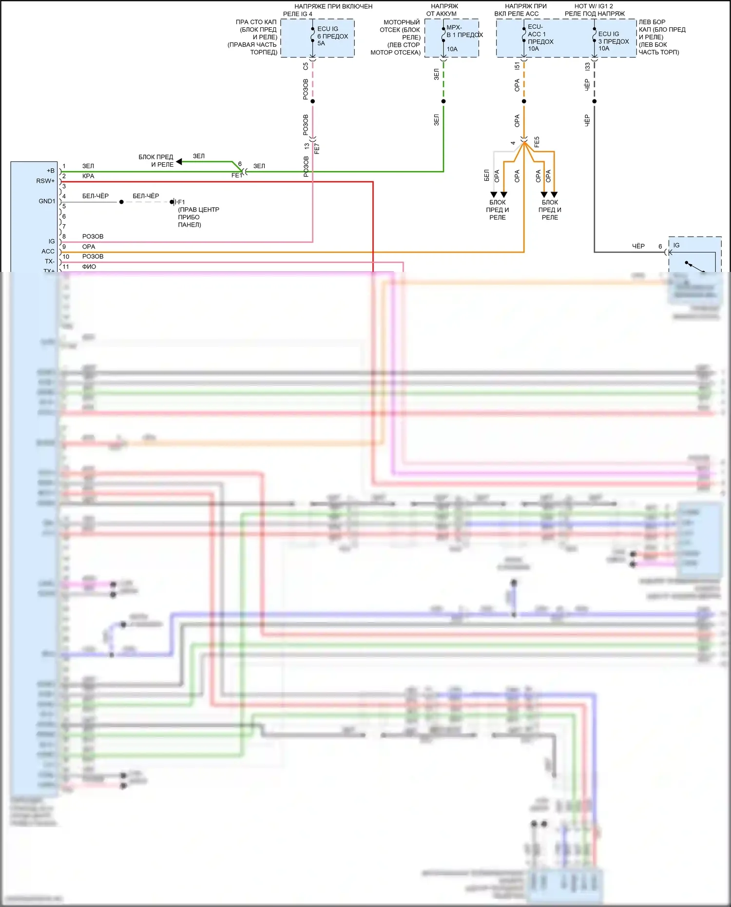 LX Lexus J200 рестайлинг 2 (2015-2023): Электросхема парктроника (1 из 2) 
