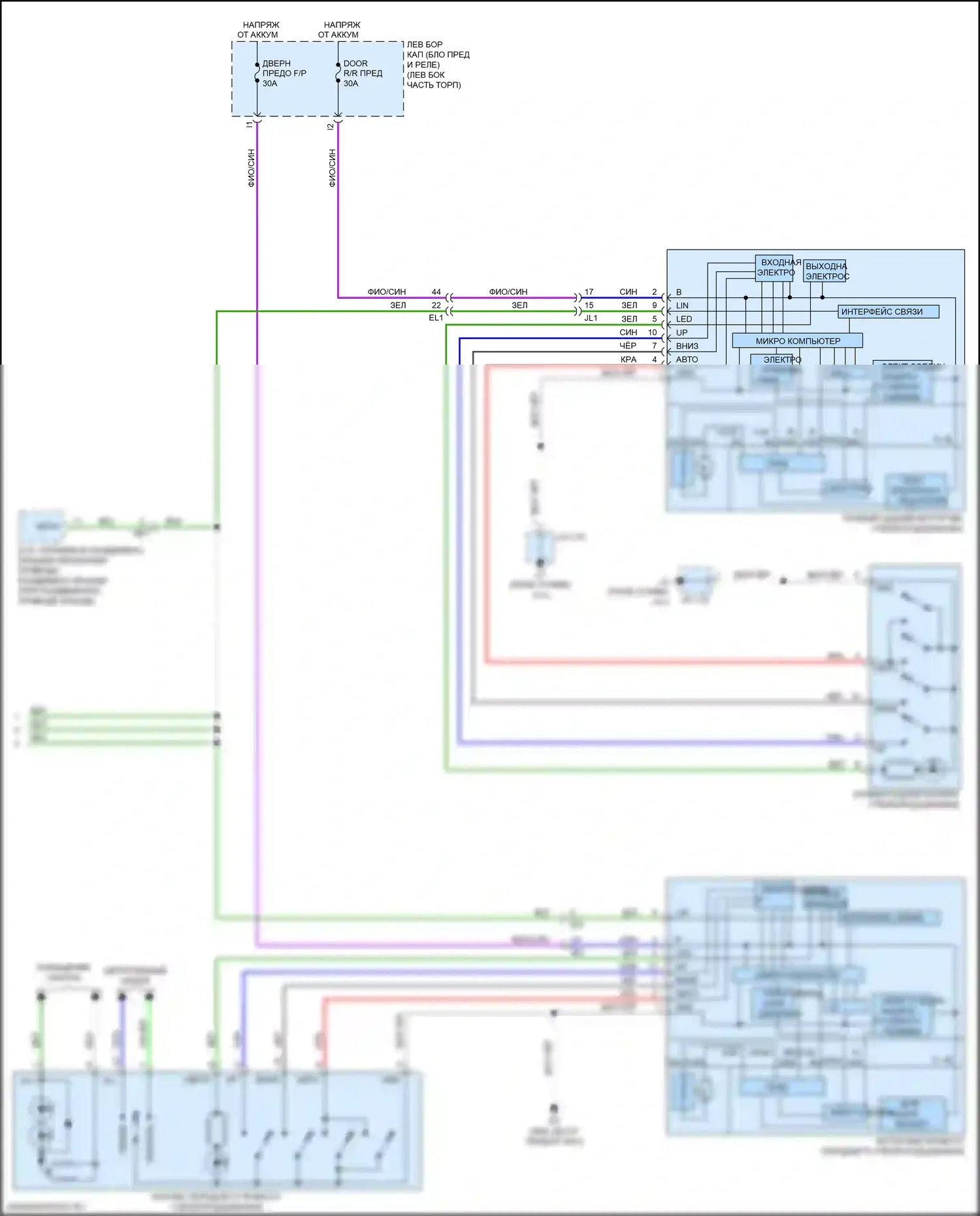 LX Lexus J200 рестайлинг 2 (2015-2023): Электросхема стеклоподъемников (3 из 3) 