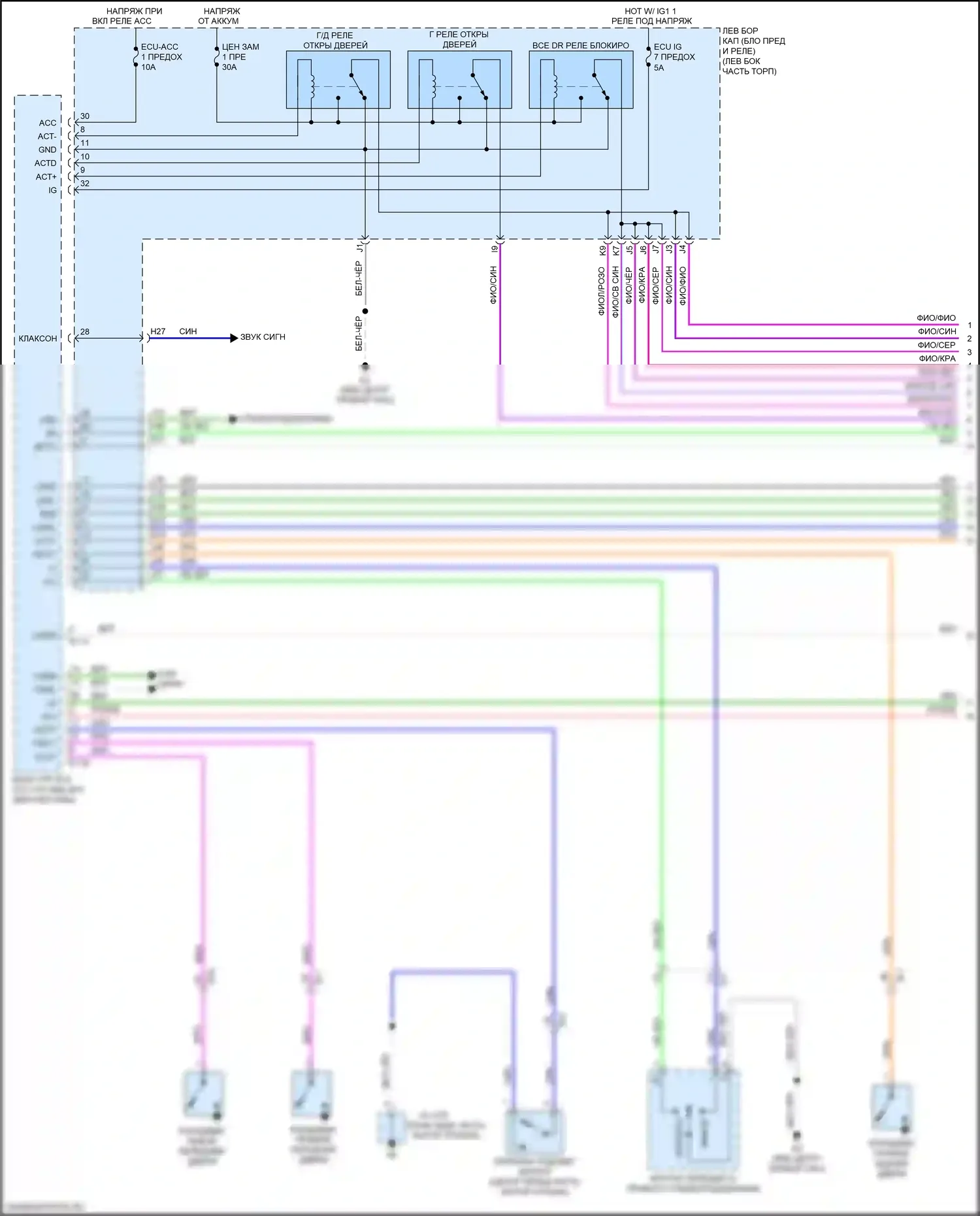 LX Lexus J200 рестайлинг 2 (2015-2023): Электросхема центрального замка (1 из 5) 